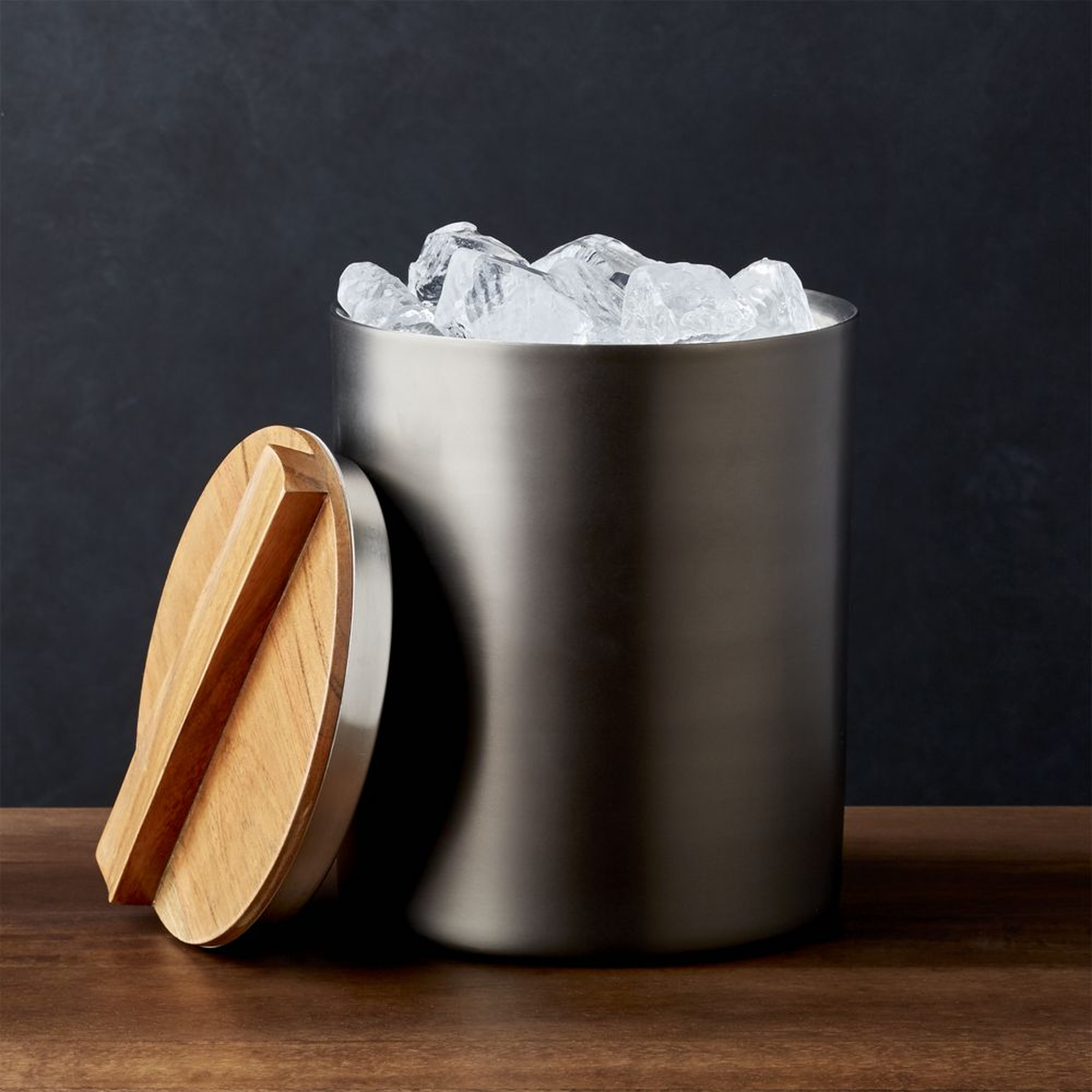 Fenton Graphite and Wood Ice Bucket - Crate and Barrel