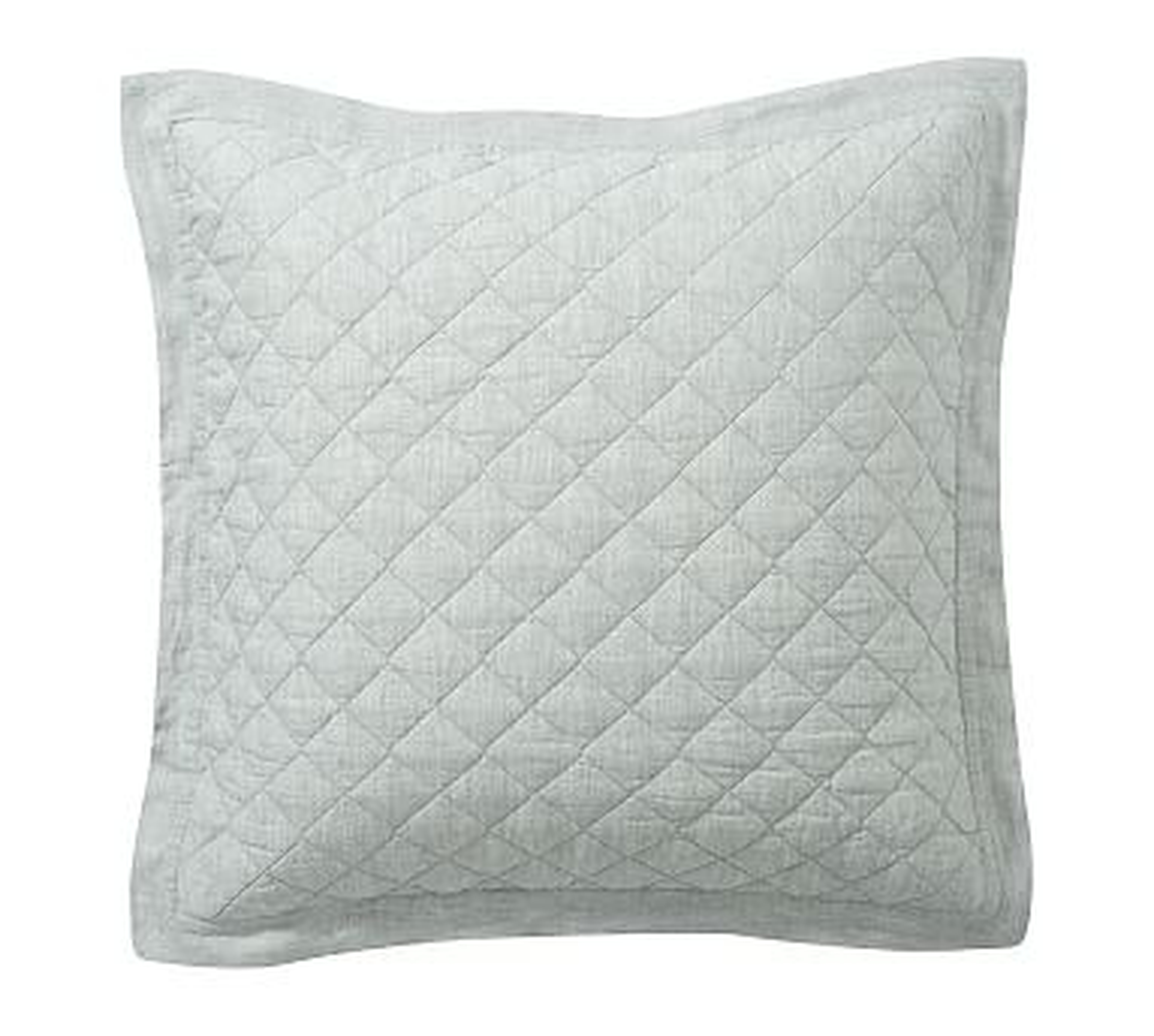Belgian Flax Linen Diamond Quilted Sham, Euro, Mineral Blue - Pottery Barn