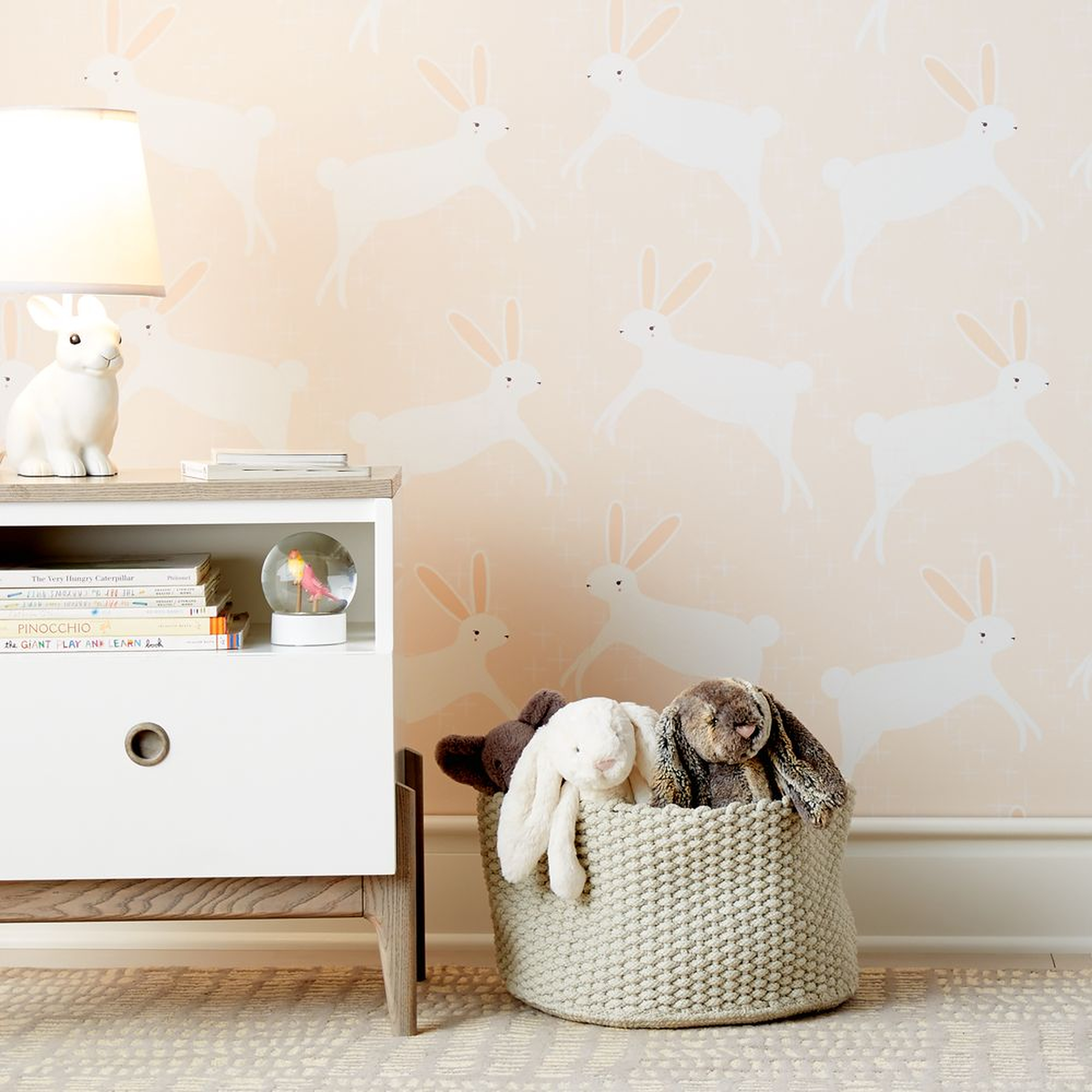Pink Leaping Bunnies Removable Wallpaper - Crate and Barrel