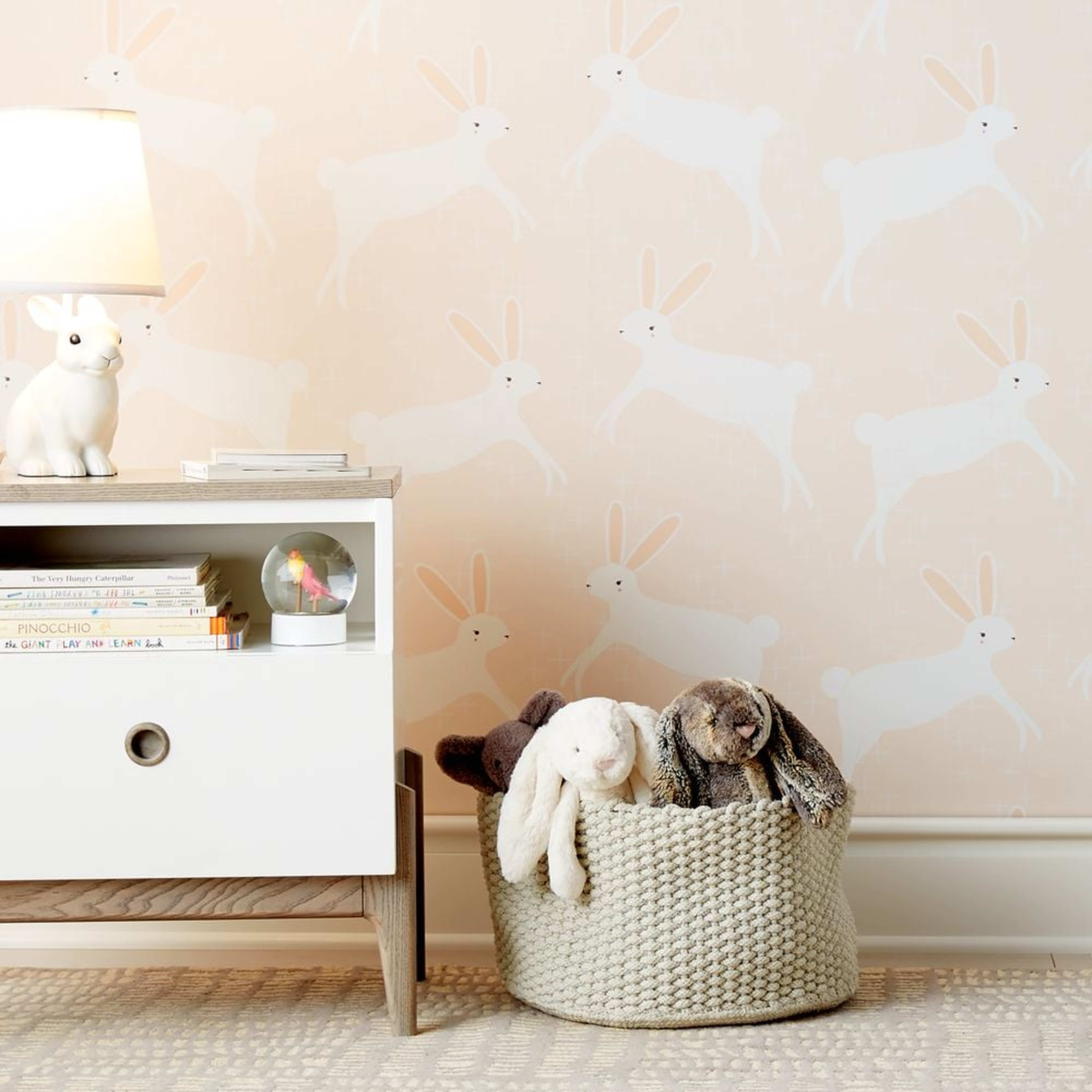 Pink Leaping Bunnies Removable Wallpaper - Crate & Kids