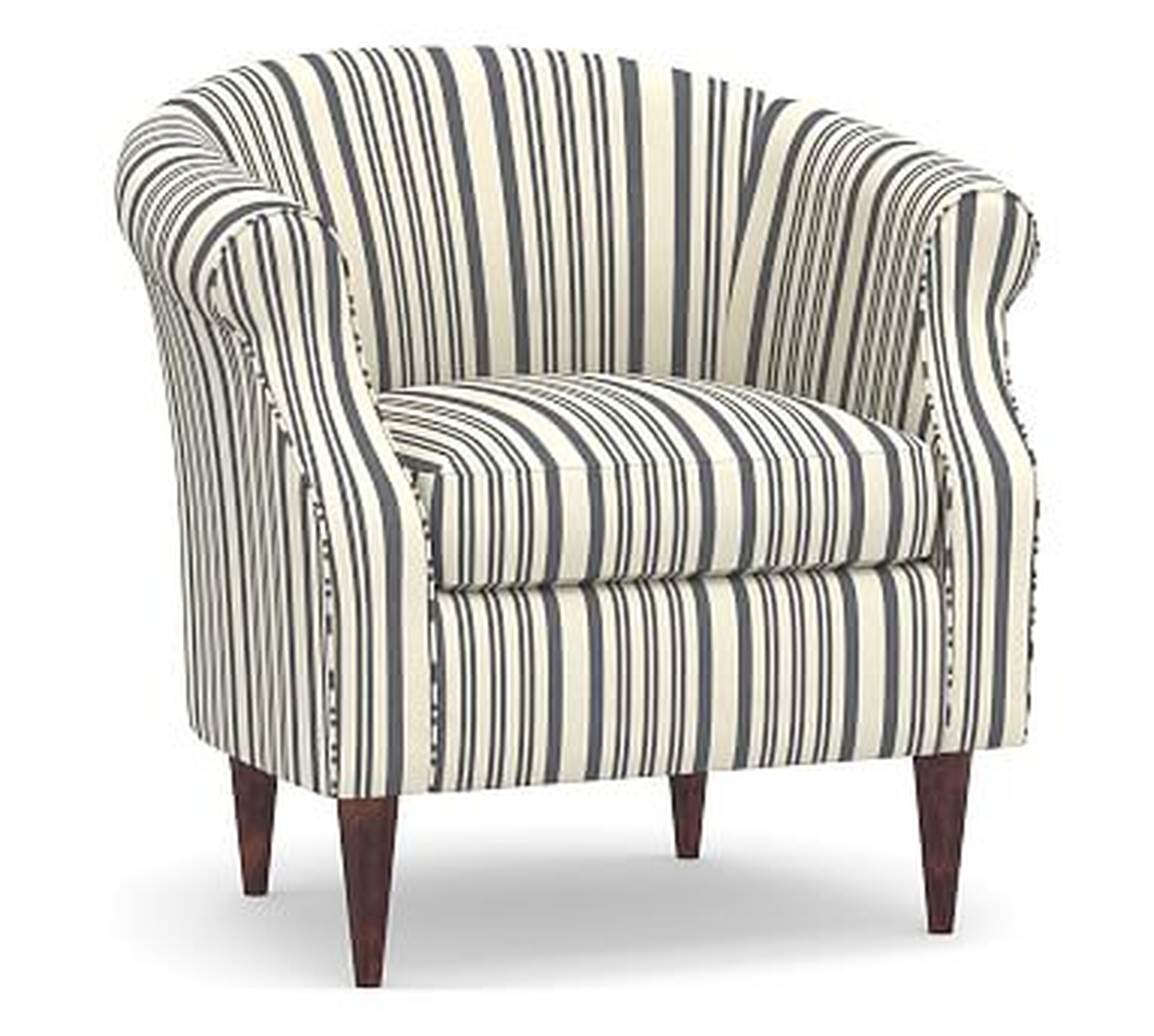 SoMa Lyndon Upholstered Armchair, Polyester Wrapped Cushions, Antique Stripe Gray - Pottery Barn