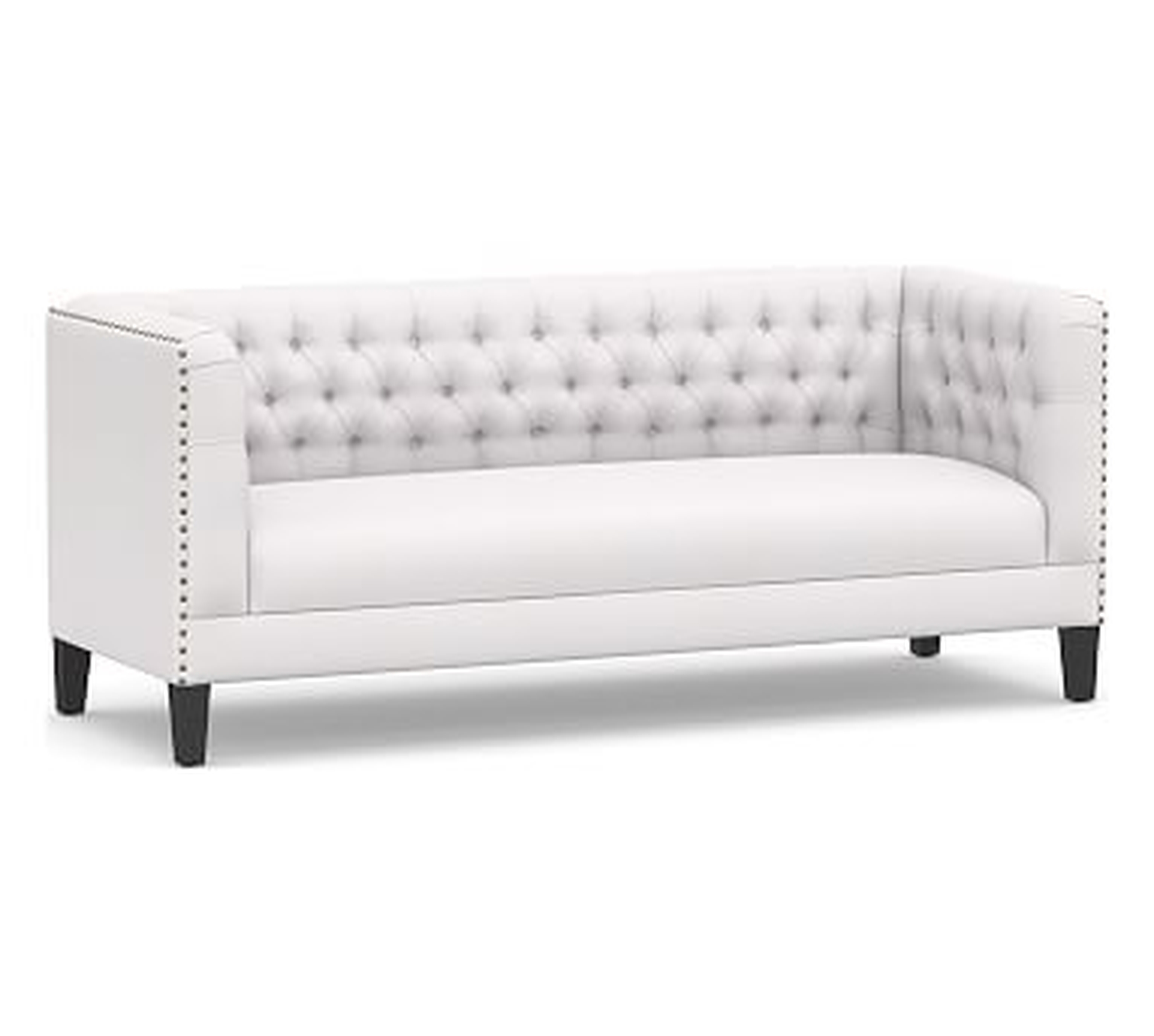 Tuxedo Upholstered Sofa, Polyester Wrapped Cushions, Twill White - Pottery Barn