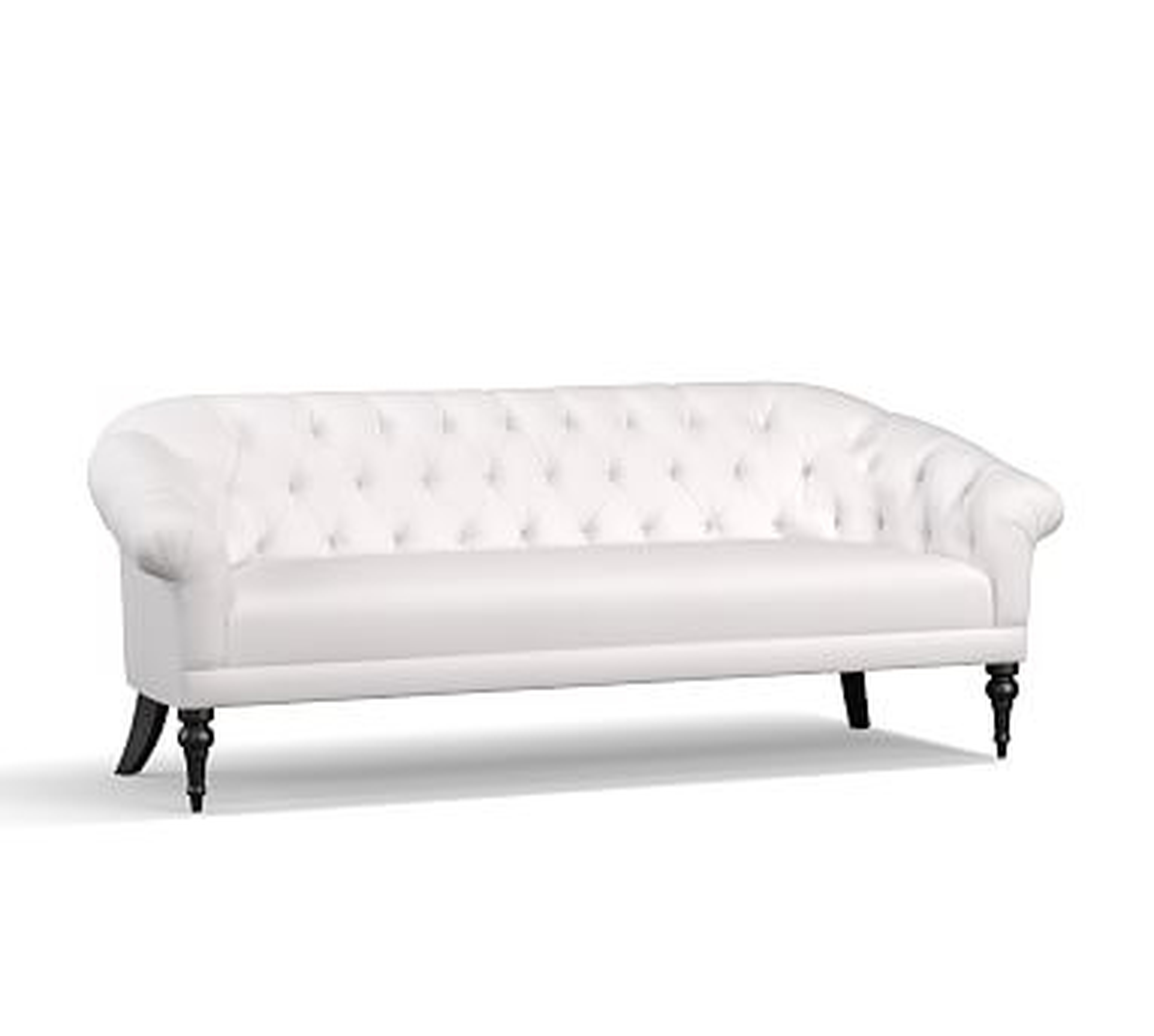 Adeline Upholstered Sofa 84", Polyester Wrapped Cushions, Twill White - Pottery Barn