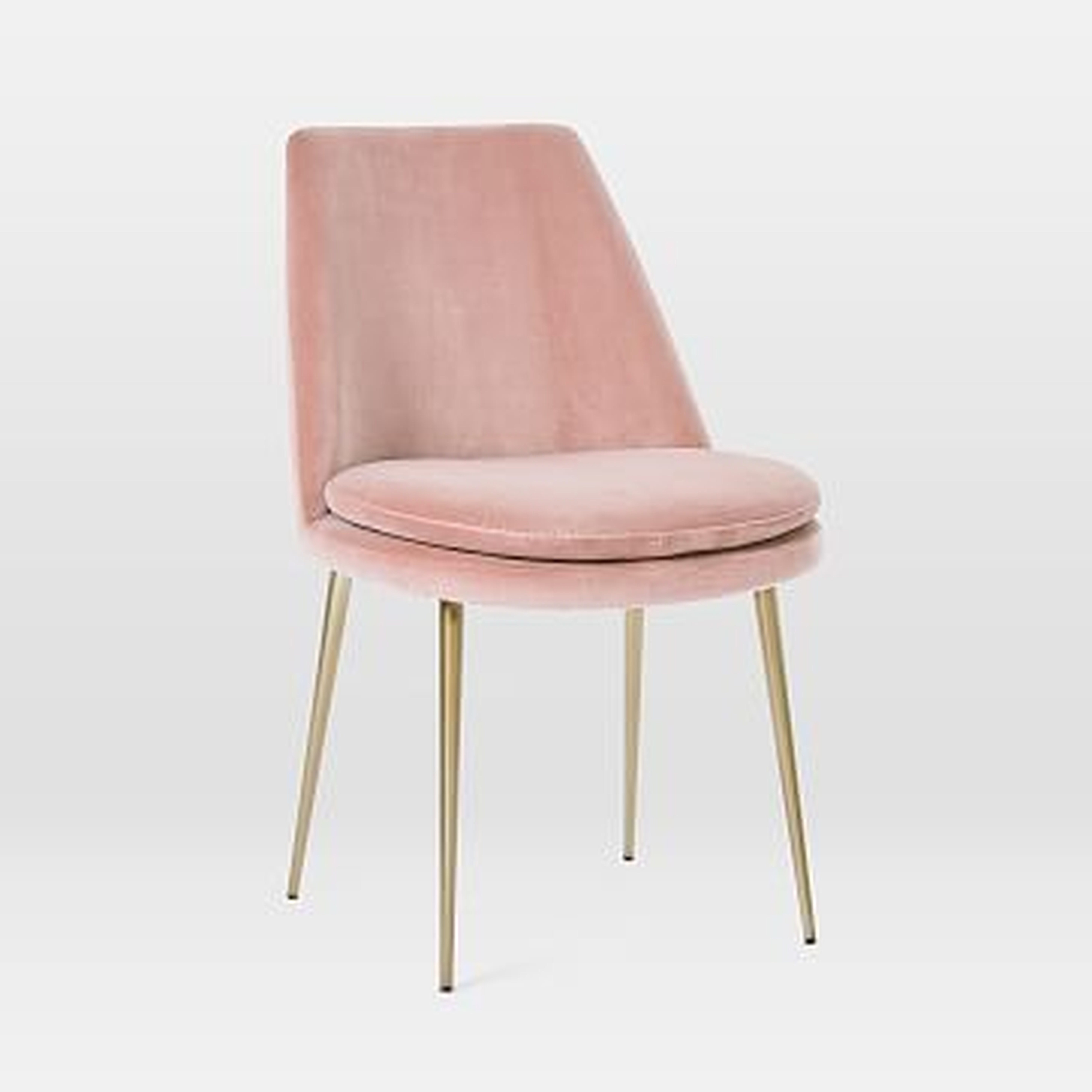 Finley Low Back Dining Chair, Astor Velvet, Grapefruit, Light Bronze,individual - West Elm