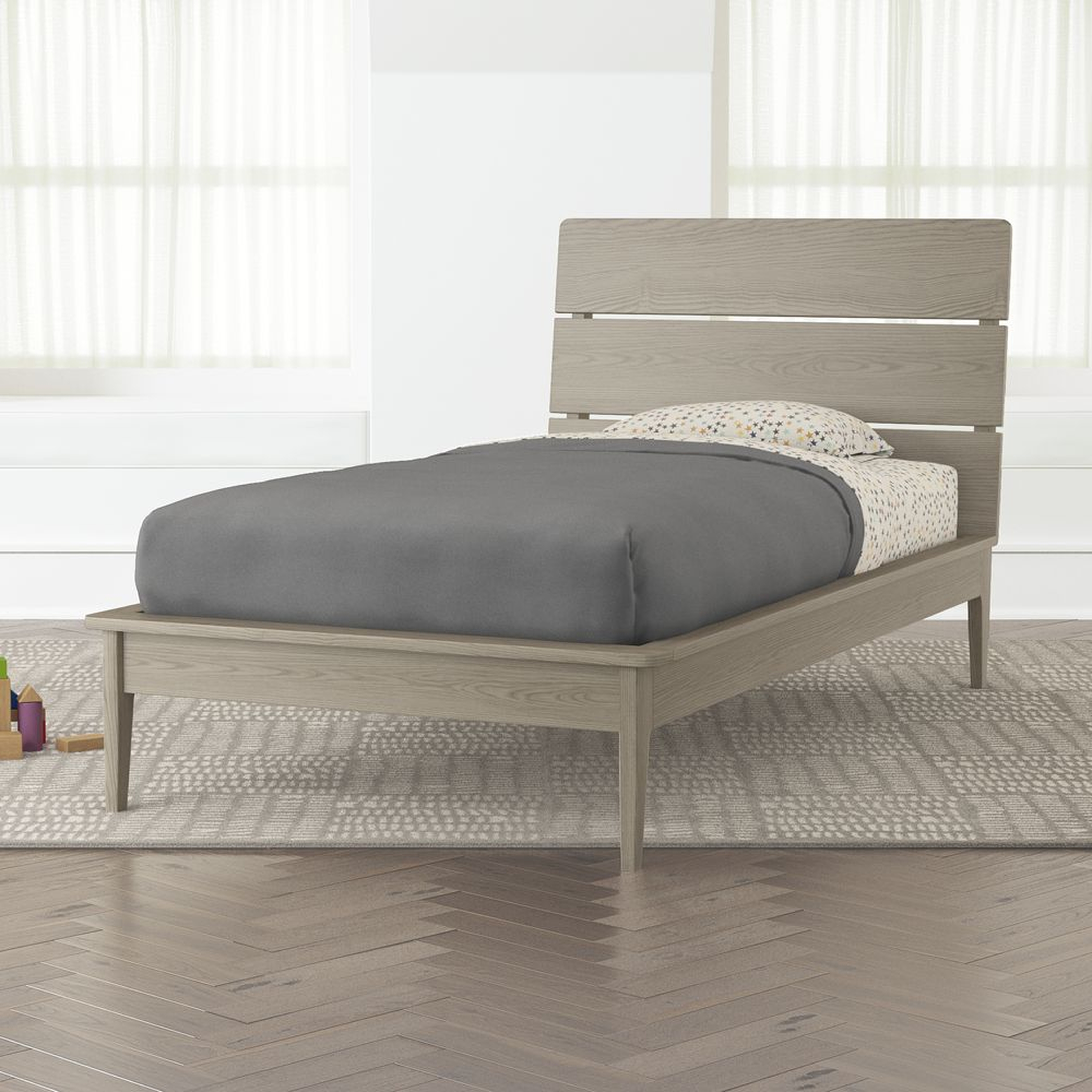 Wrightwood Grey Stain Twin Bed - Crate and Barrel