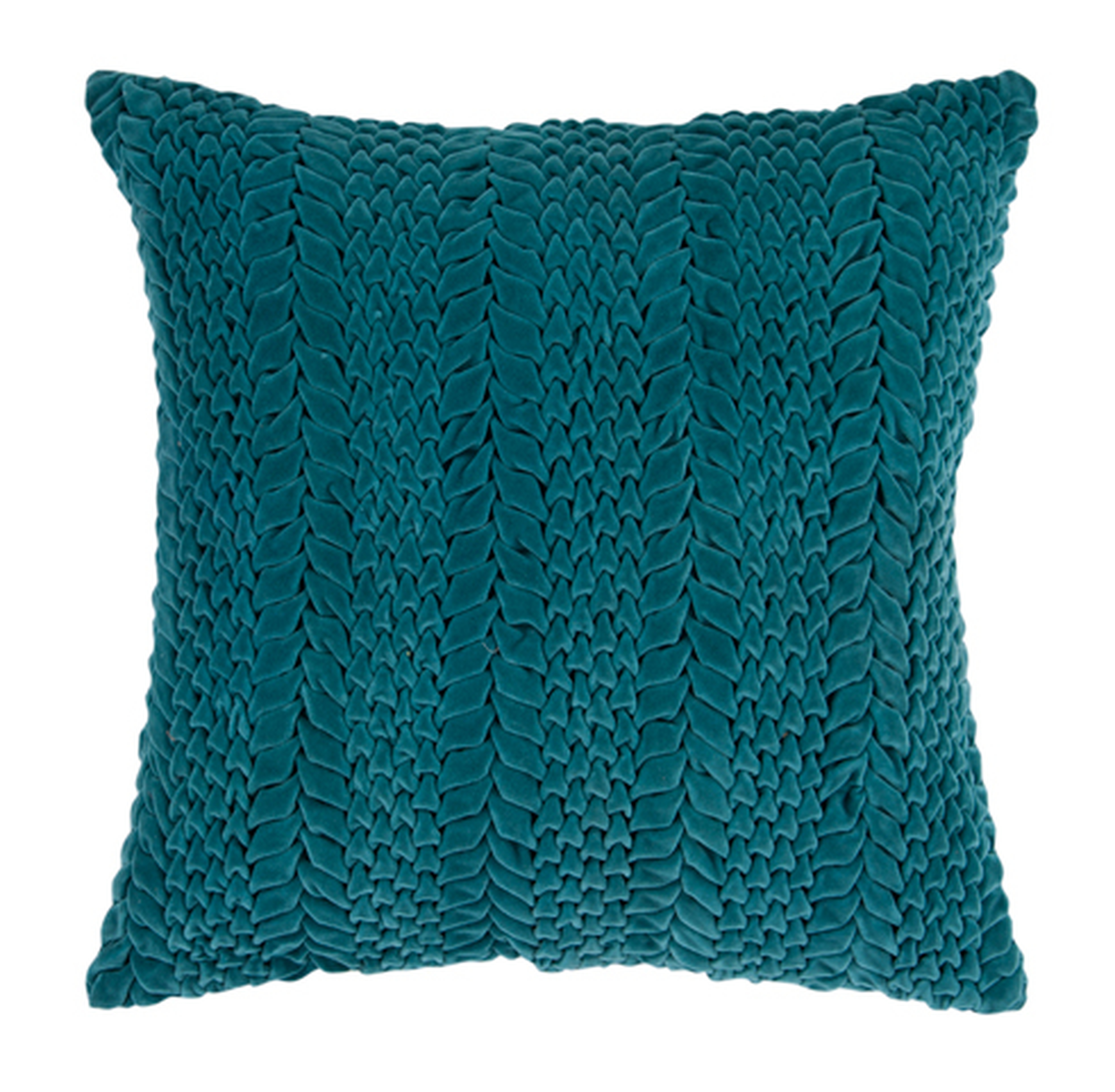 Edie Hollywood Regency Cotton Velvet Down Teal Pillow - 18x18 - Kathy Kuo Home