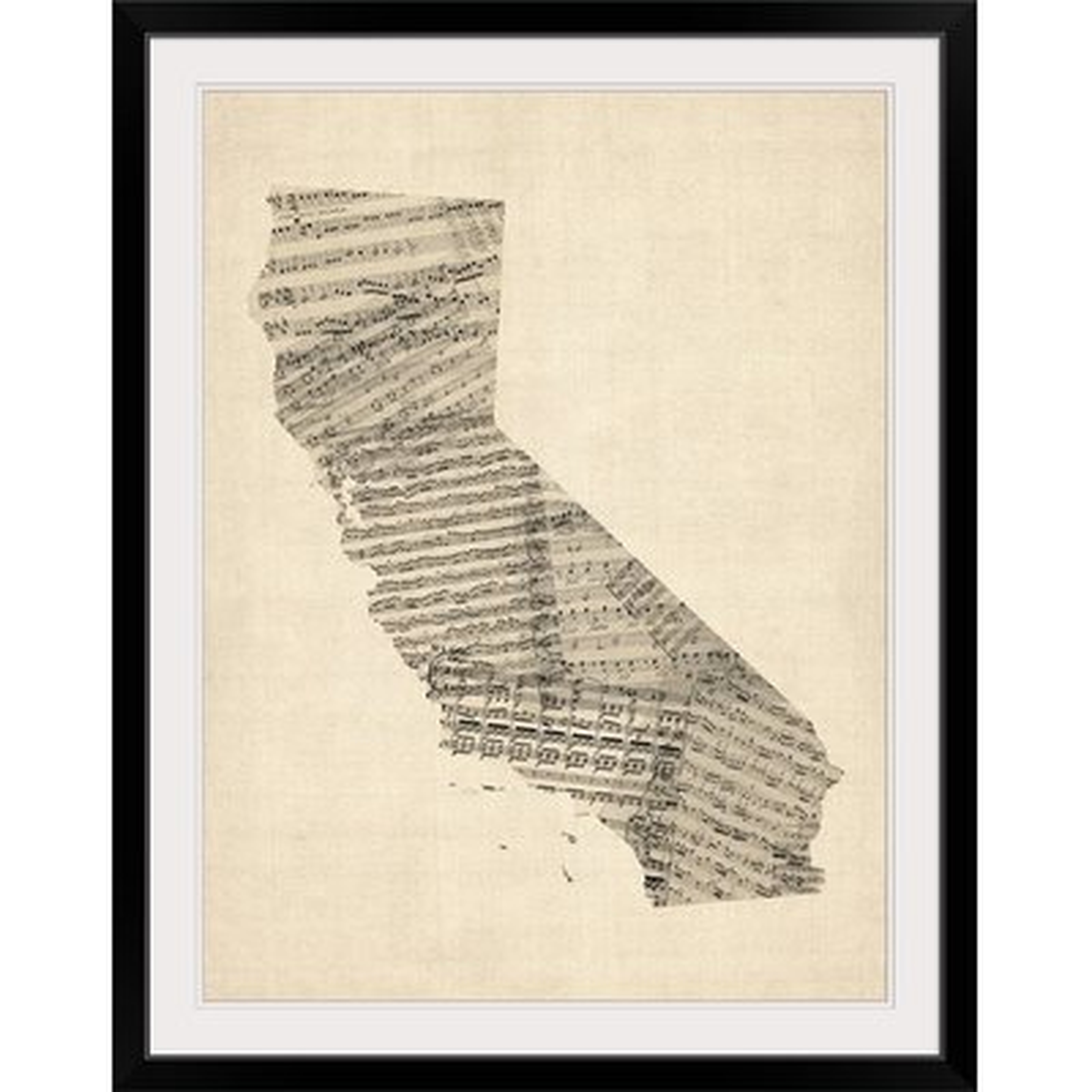 'Old Sheet Music Map of California' by Michael Tompsett Graphic Art Print - Wayfair