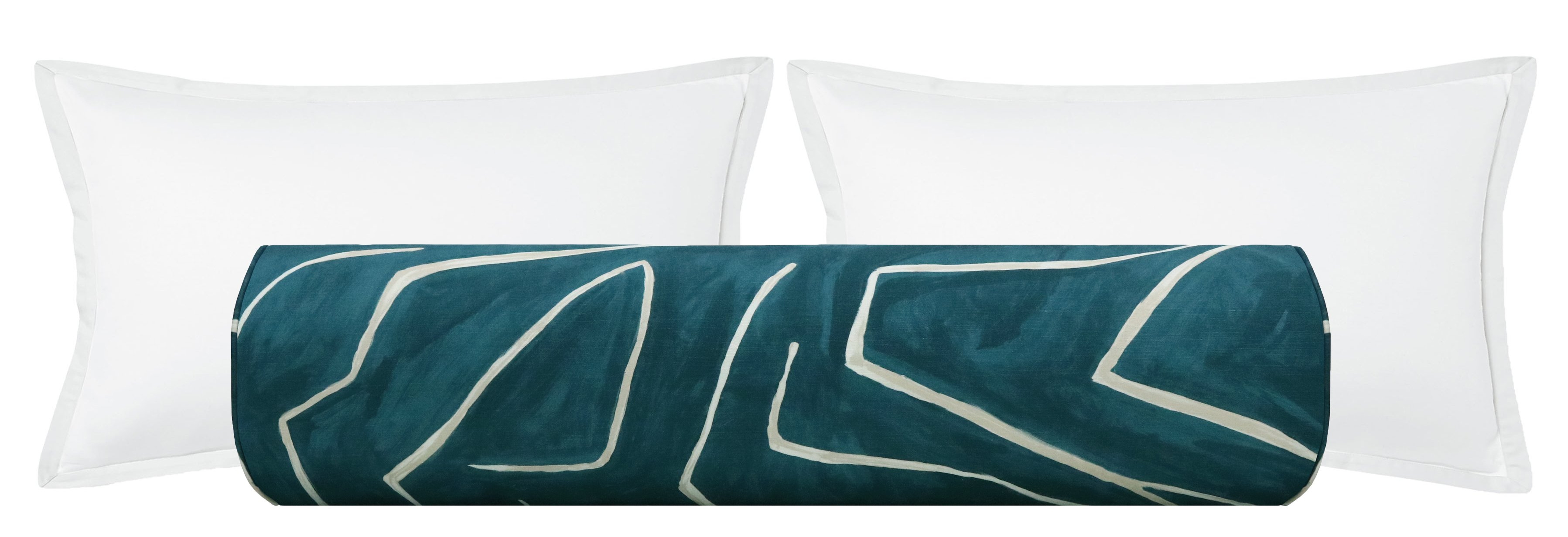 THE BOLSTER :: GRAFFITO // TEAL + PEARL - KING // 9" X 48" - Little Design Company