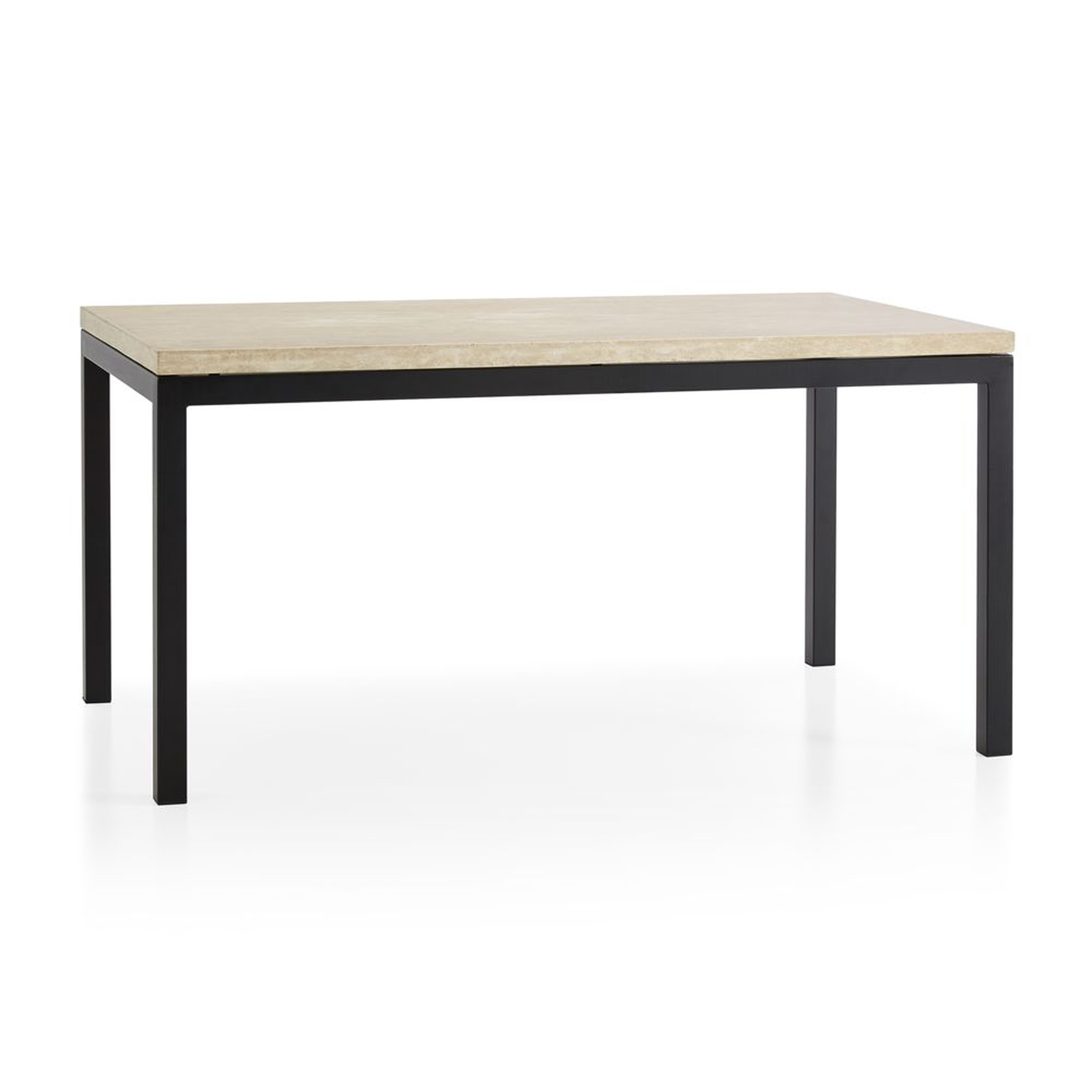 Parsons Travertine Top/Dark Steel Base 60x36 Dining Table - Crate and Barrel