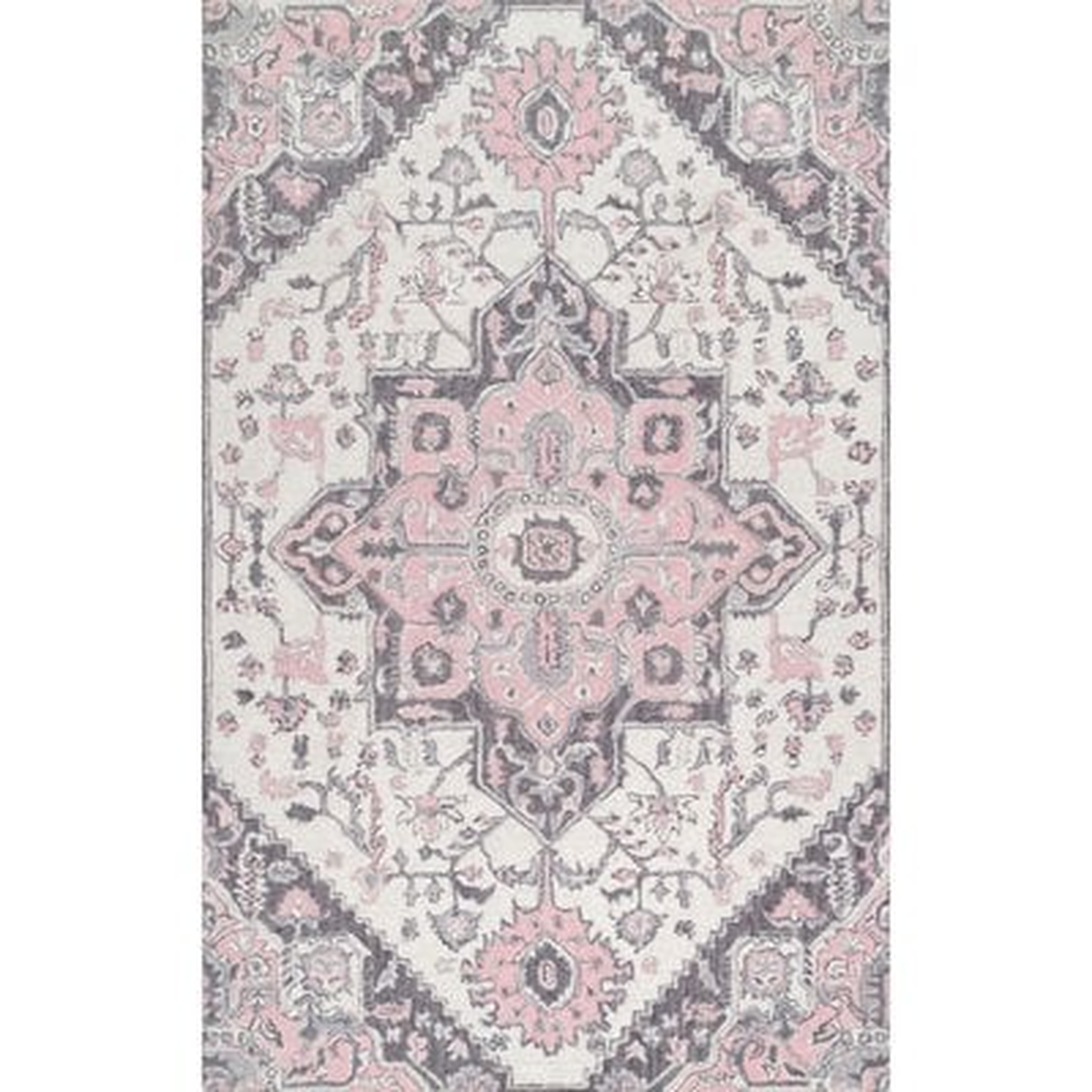 William Hand-Tufted Wool Pink/Ivory Area Rug - Wayfair