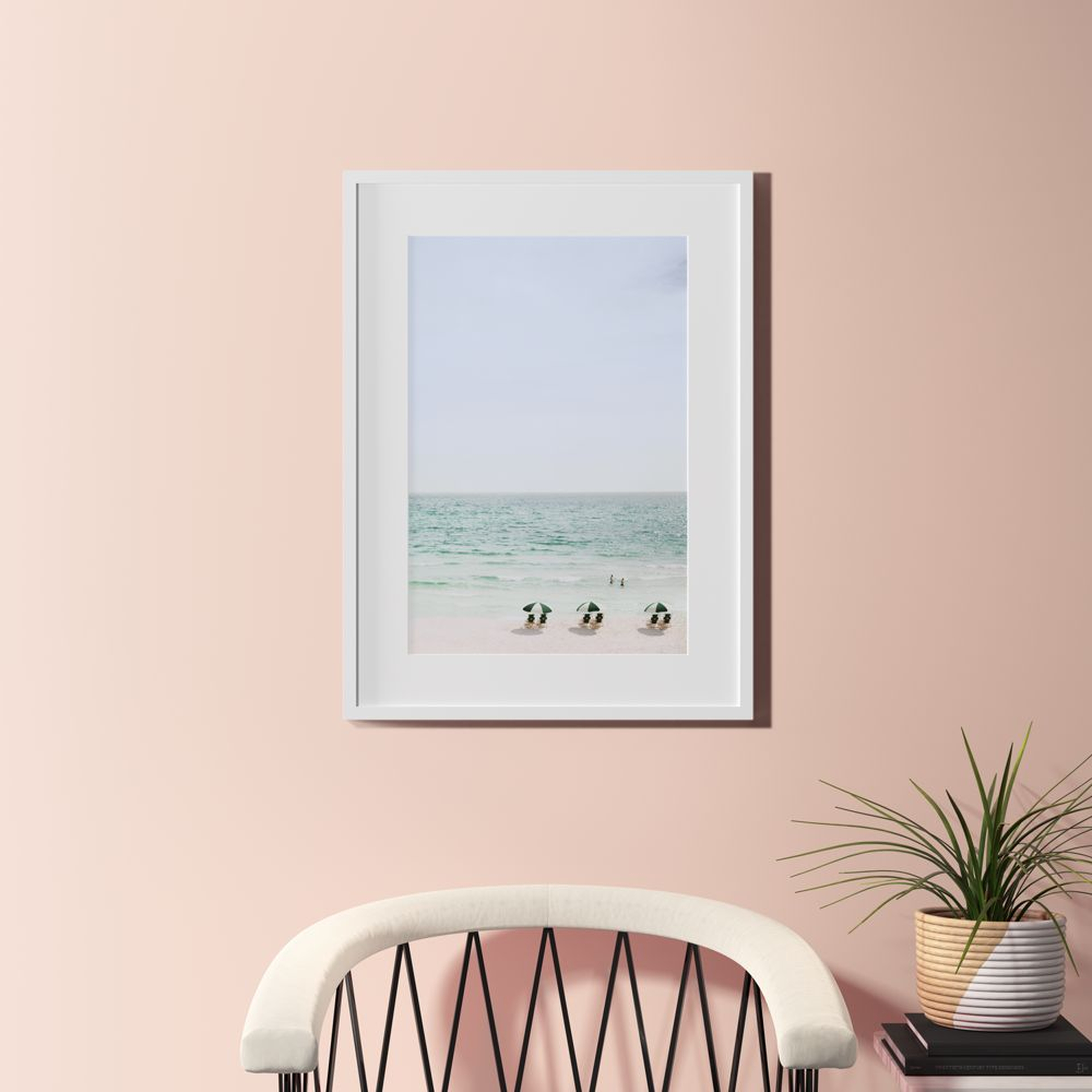 Beach life with white frame wall art -  23.5"x31.5" - CB2