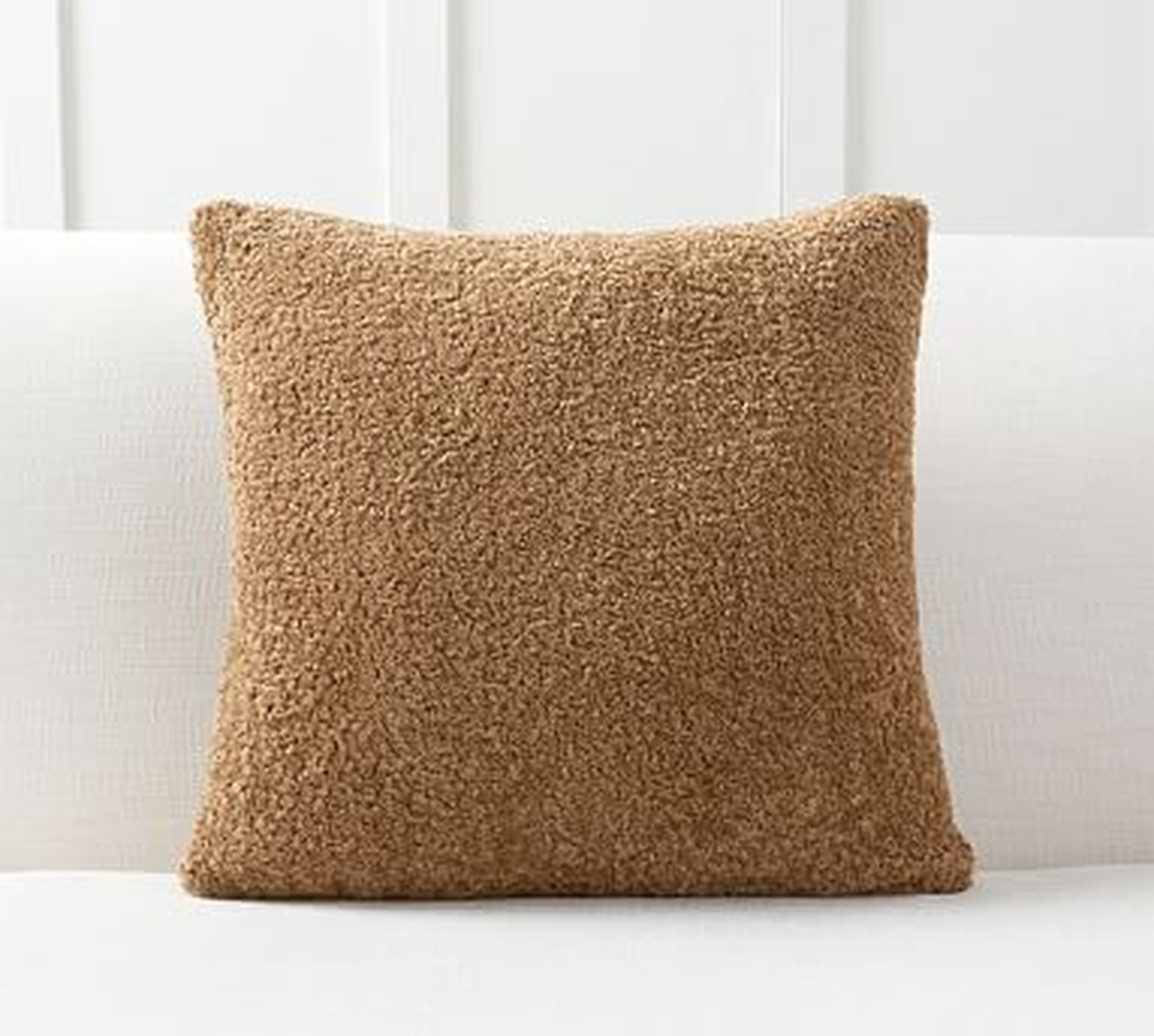 Faux Fur Teddy Pillow Cover, 20", Tobacco - Pottery Barn
