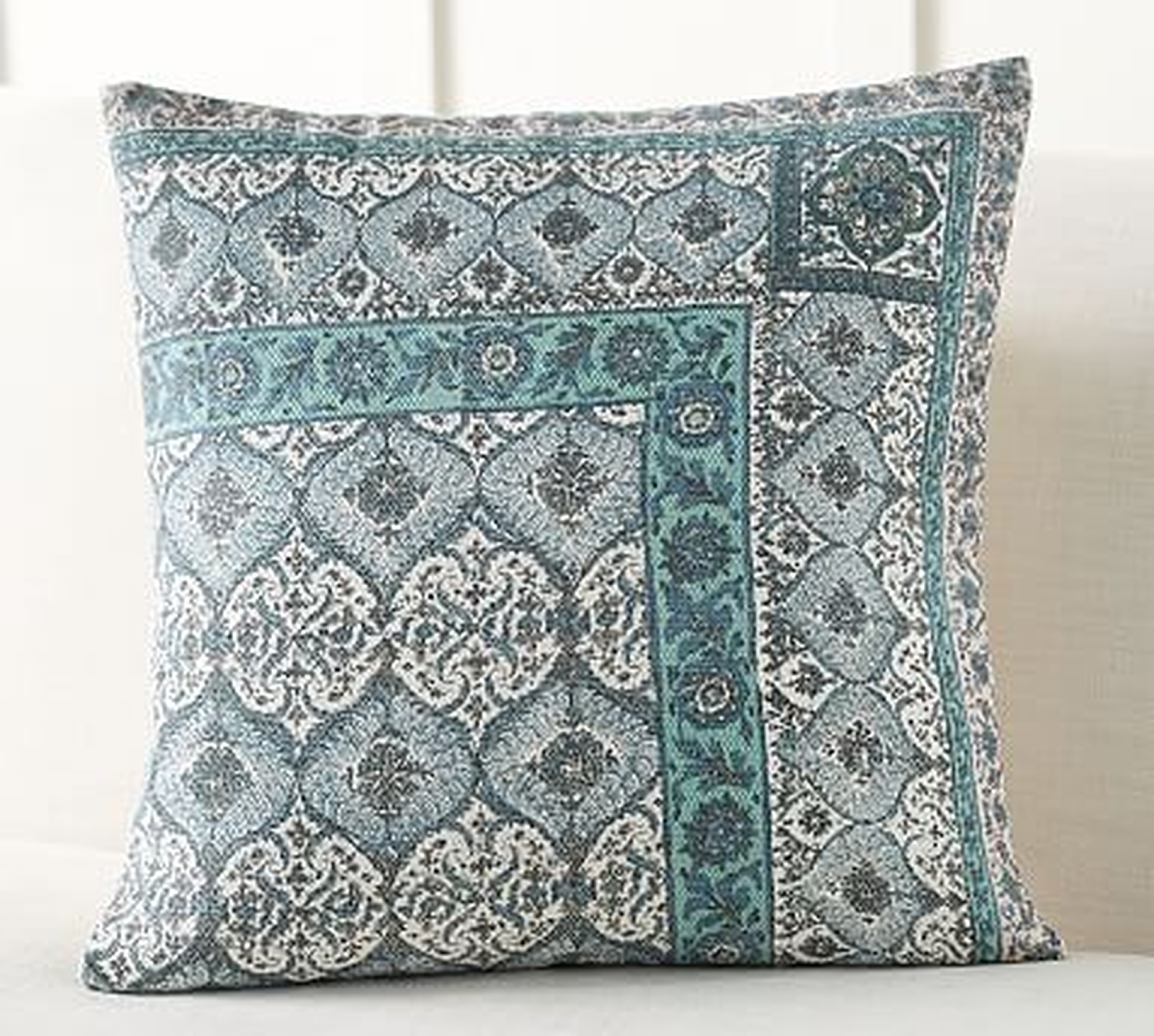 Vesper Block Print Inspired Pillow Cover, 22", Blue Multi - Pottery Barn