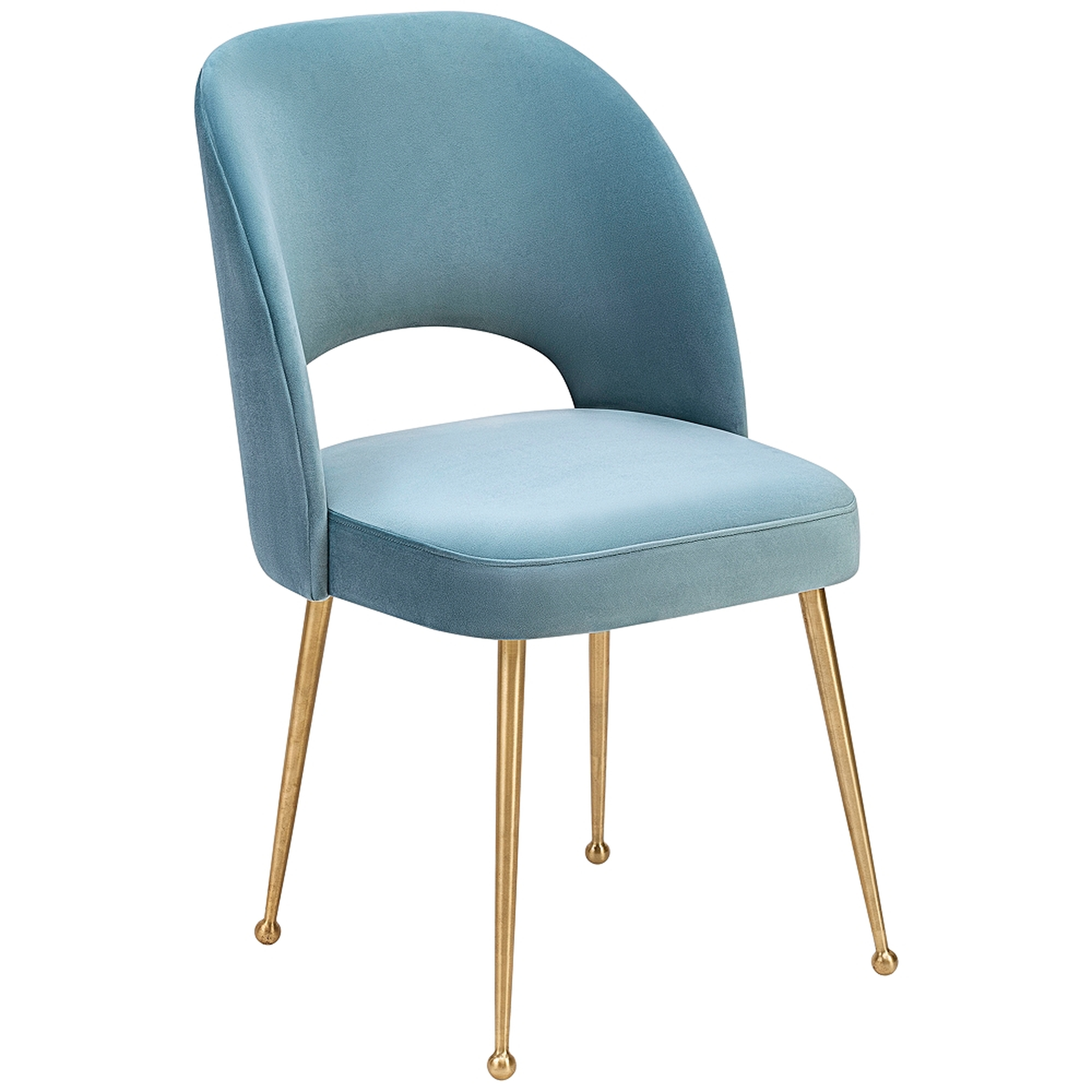 Swell Sea Blue Velvet Dining Chair - Style # 40T44 - Lamps Plus