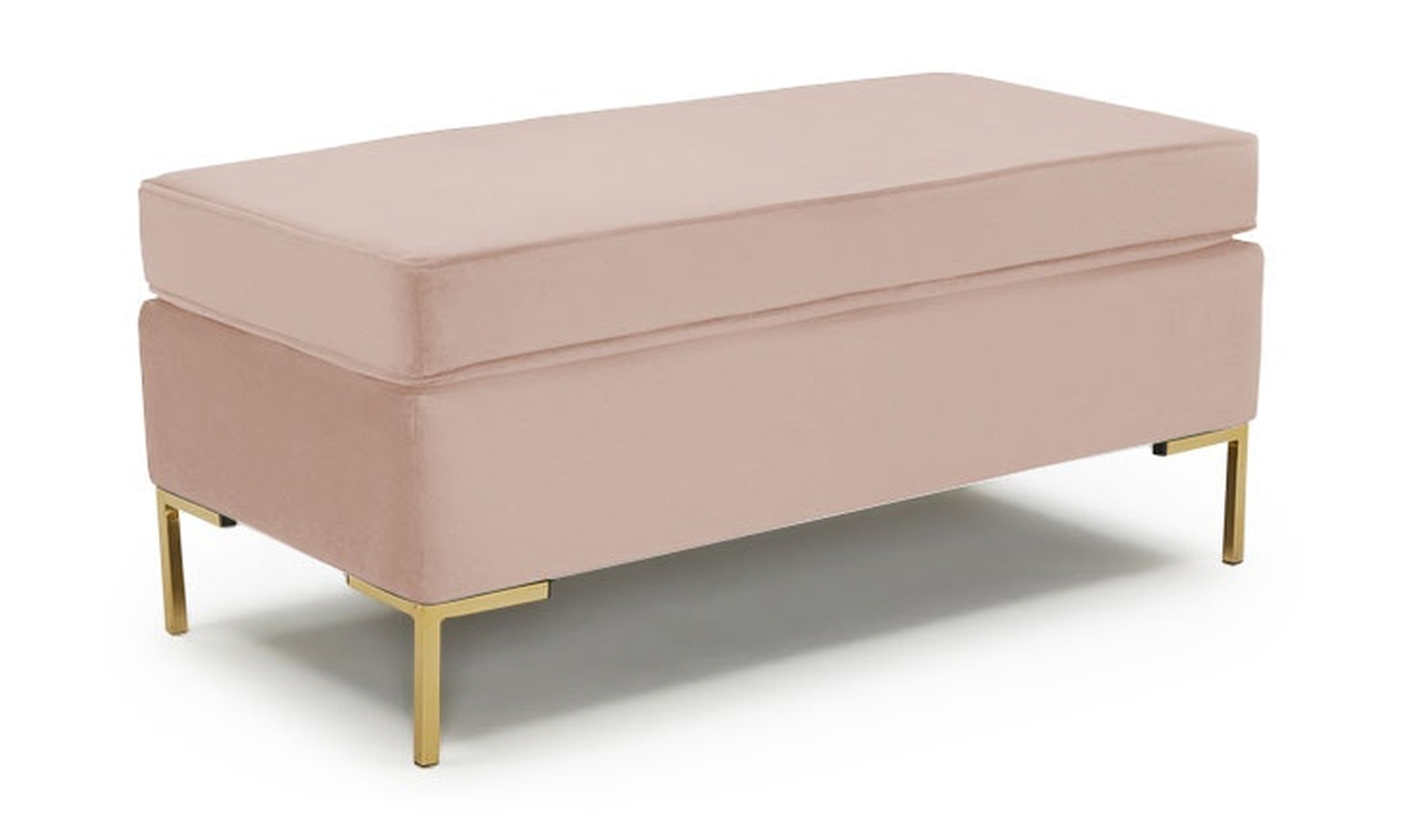Woven Fabric Dee Mid Century Modern Bench with Storage - Key Largo Blush - Joybird