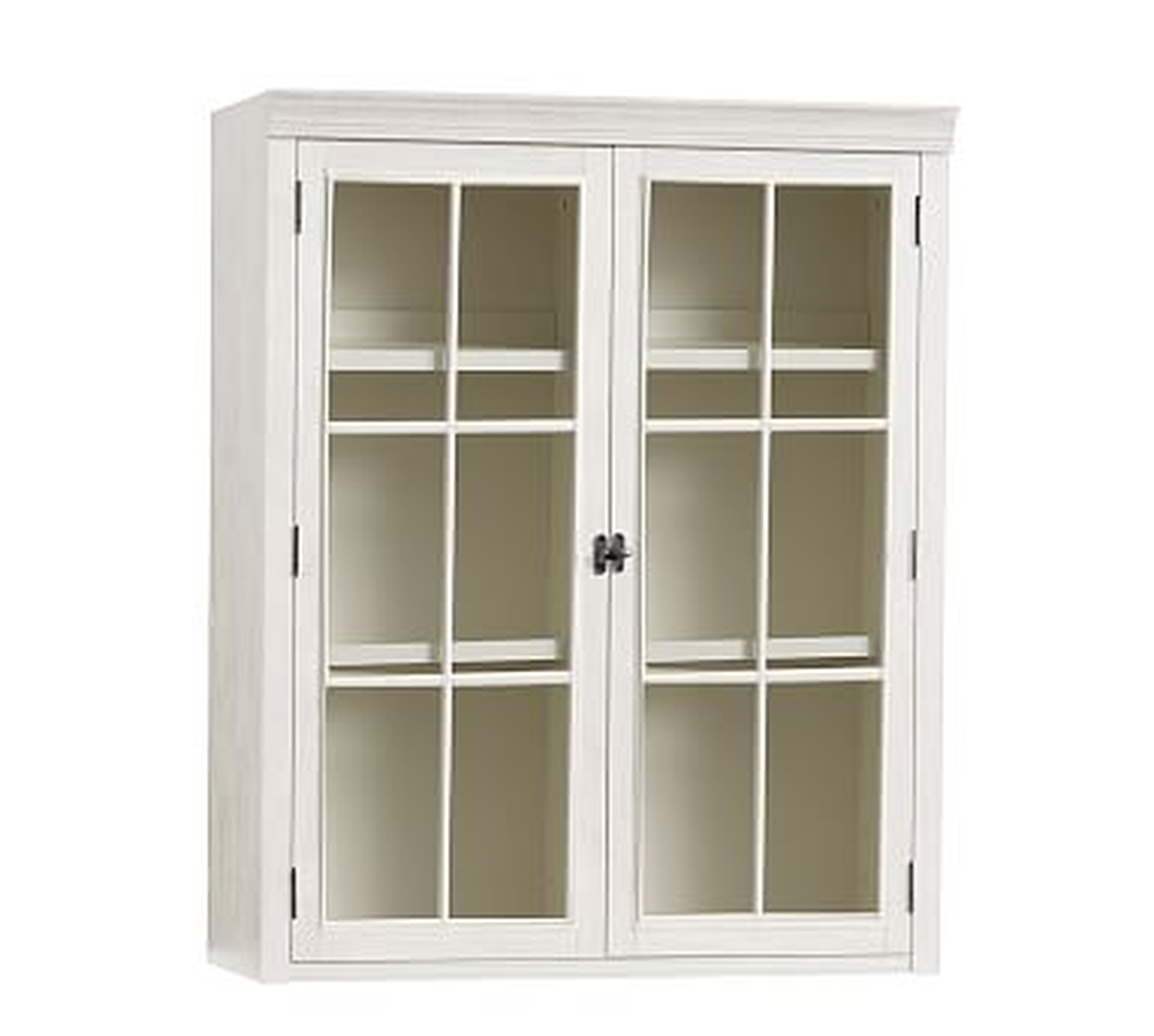 Logan Hutch With Glass Doors, Alabaster, 36" Wide - Pottery Barn