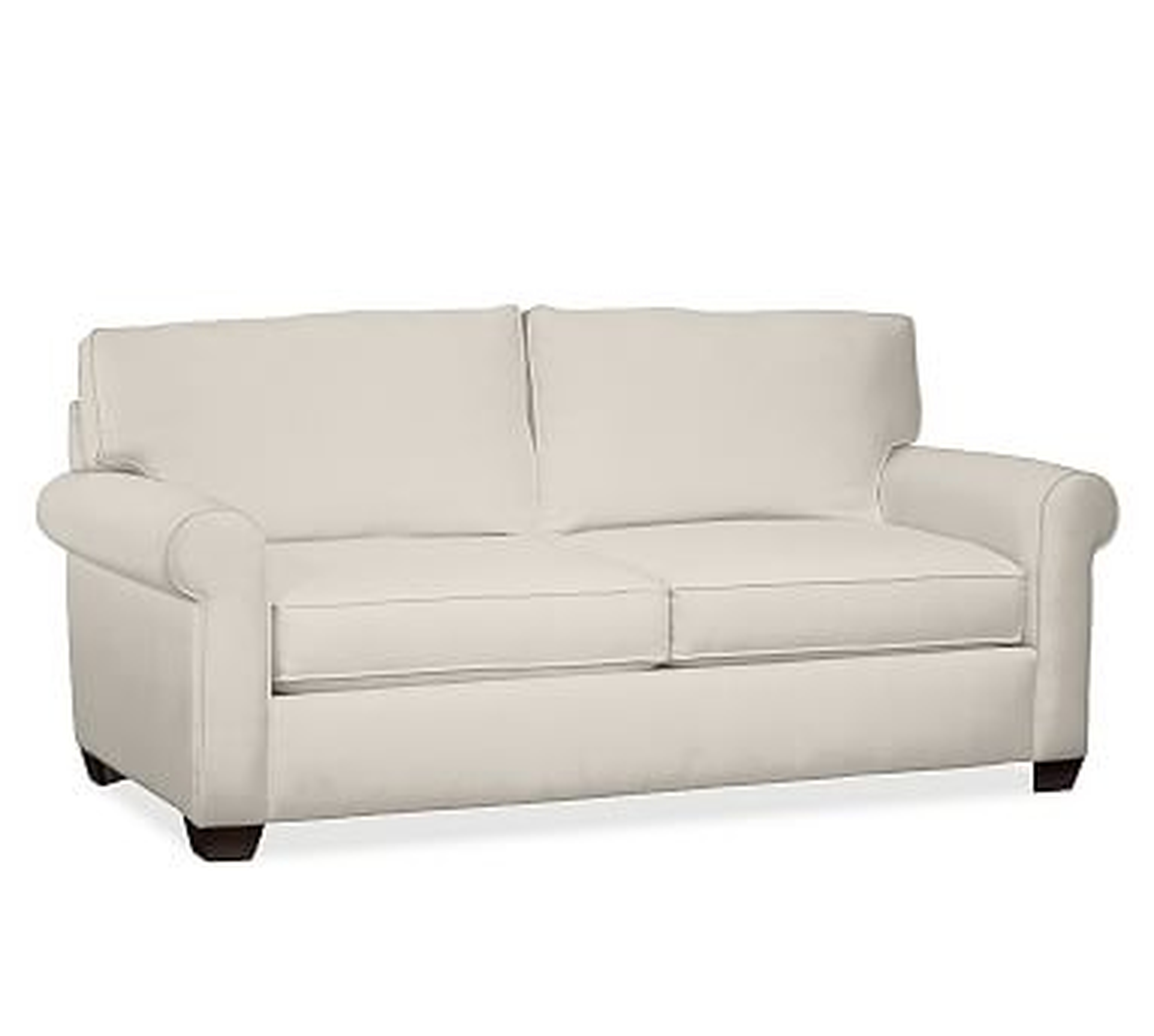 Buchanan Roll Arm Upholstered Loveseat 79", Polyester Wrapped Cushions, Performance Twill Cream - Pottery Barn