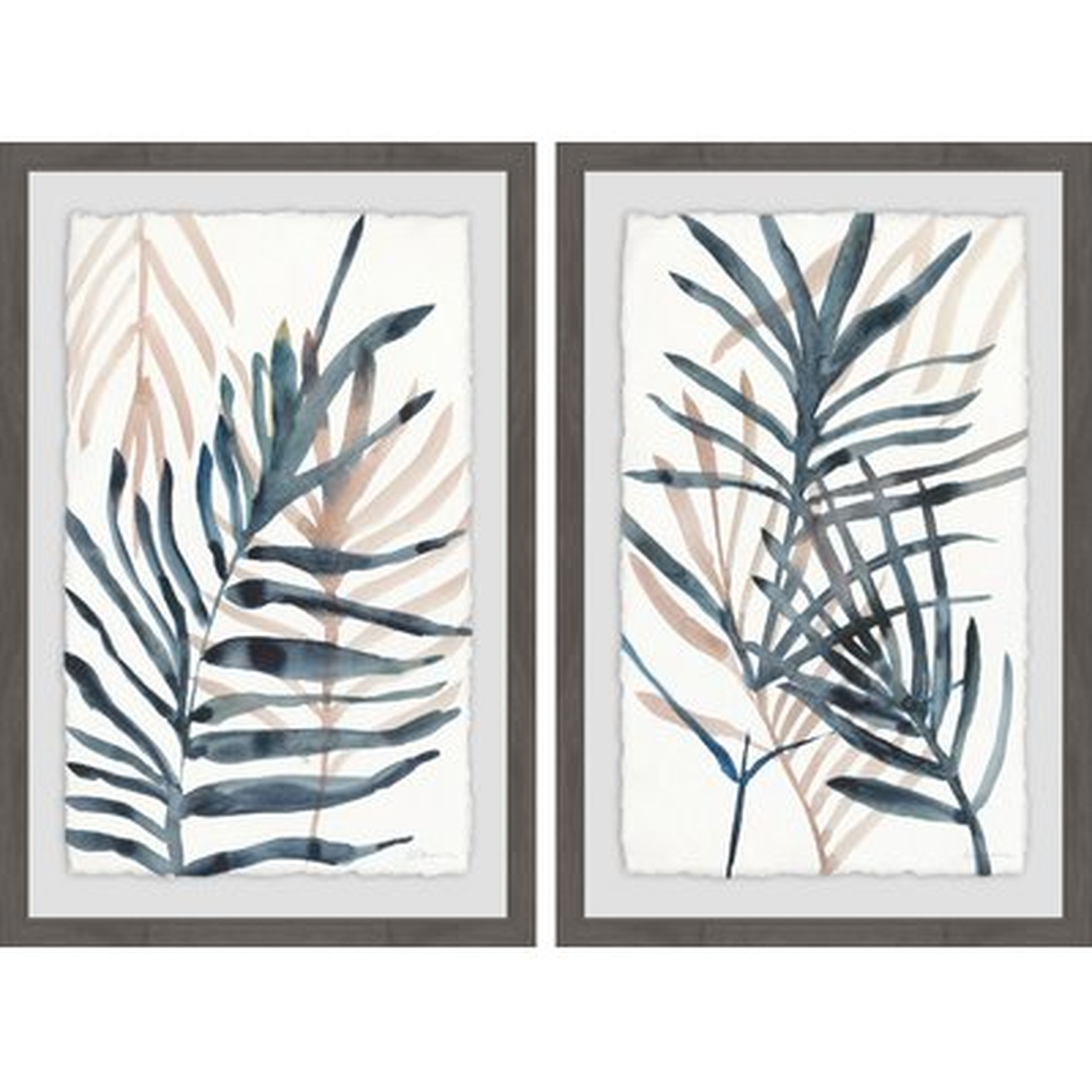 'Dark Palms II' 2 Piece Framed Watercolor Painting Print Set - Wayfair