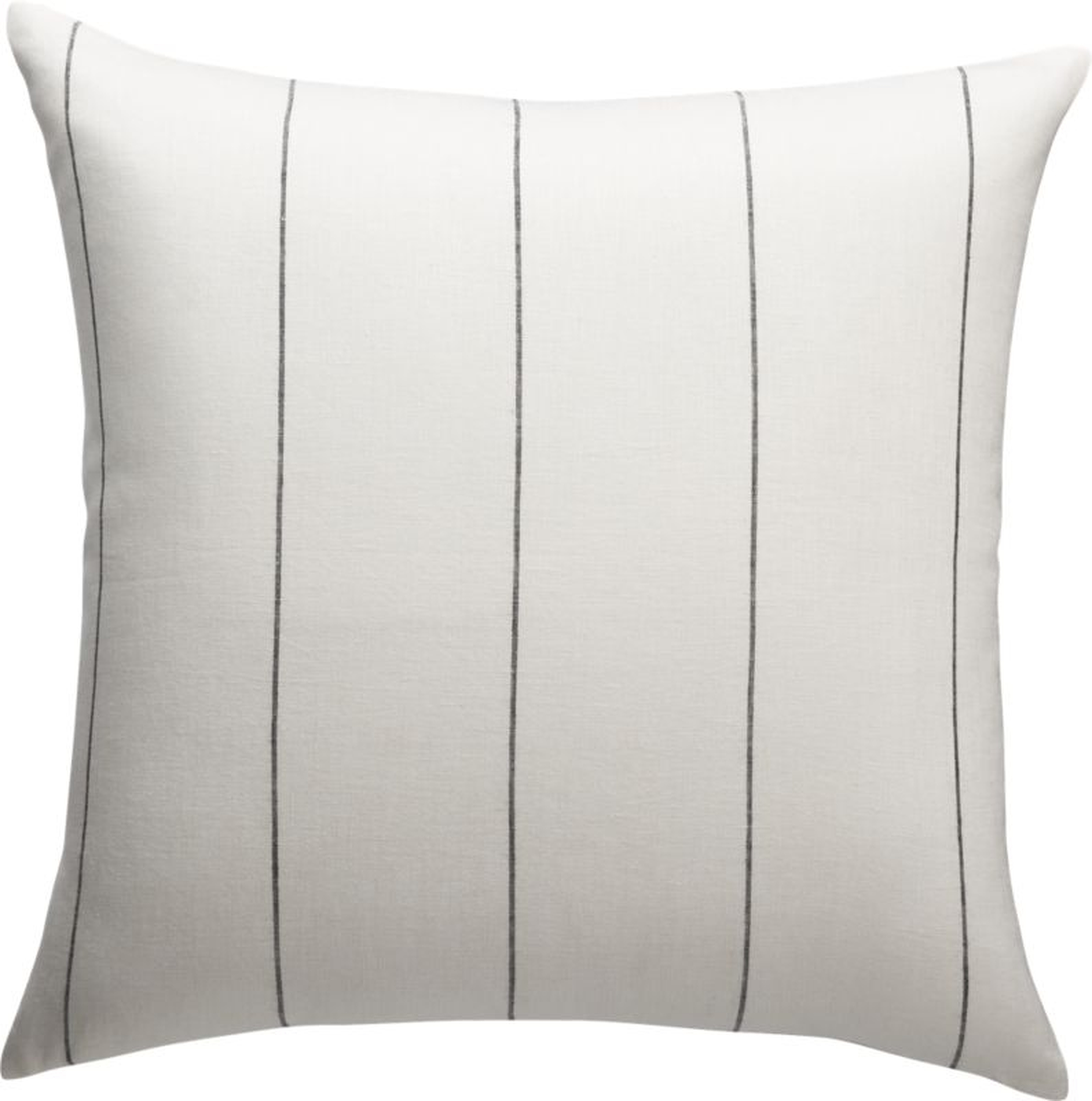 Pinstripe White Linen Pillow, Down-Alternative Insert, 20"x20" - CB2