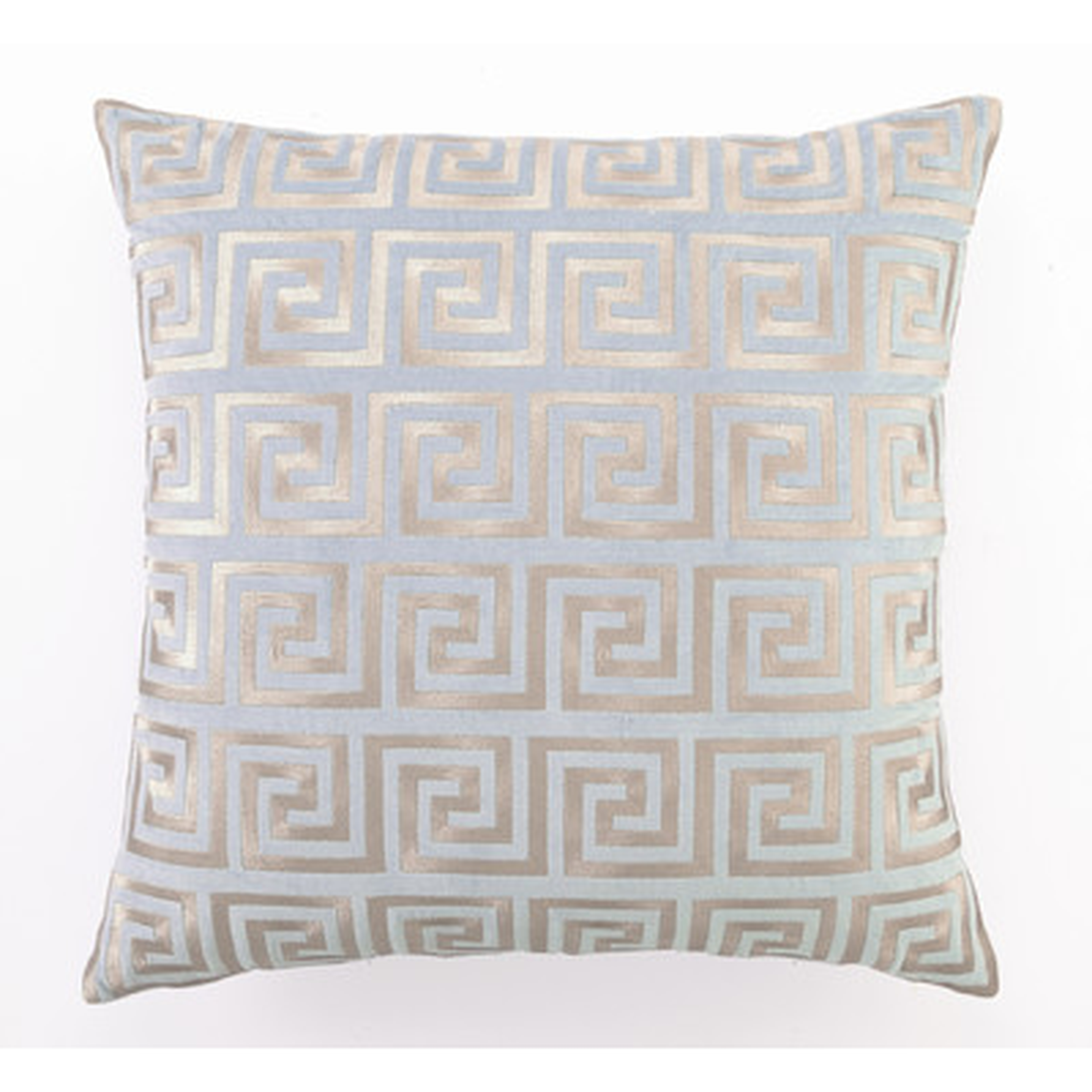 Embroidered Greek Key Linen Throw Pillow - Wayfair