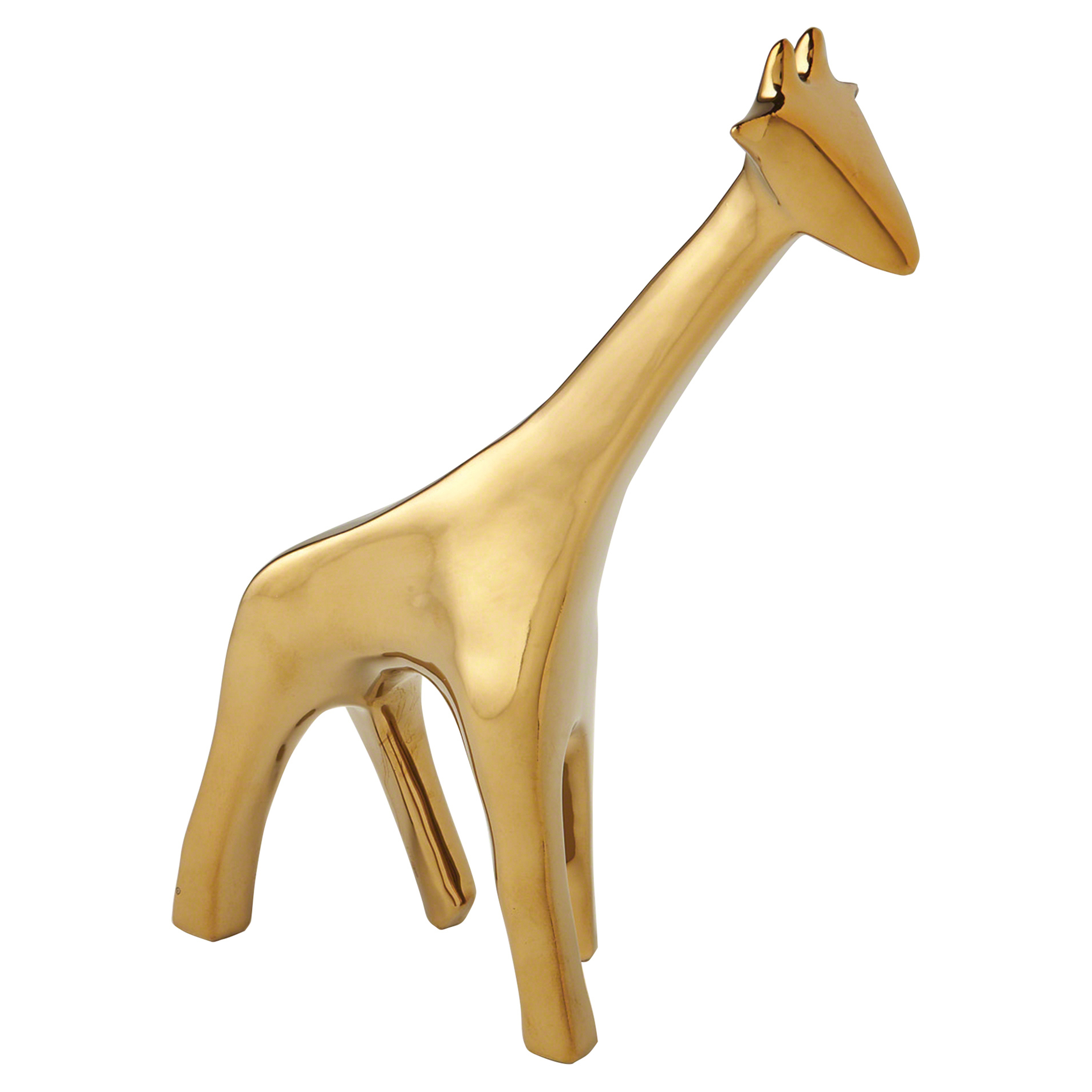 De'Eric Modern Classic Giraffe Metallic Animal Bright Gold Ceramic Sculpture - Kathy Kuo Home