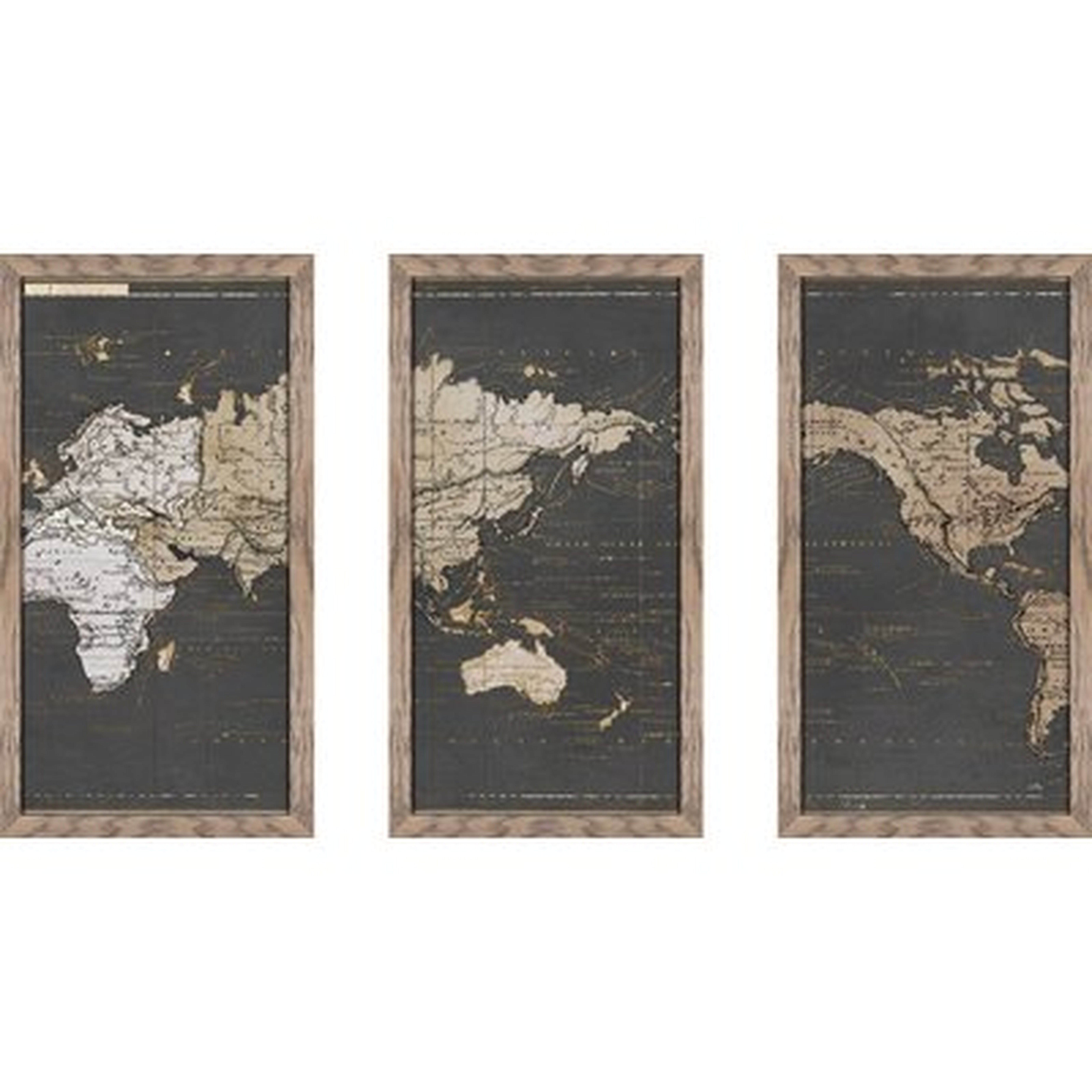 'World Map in Gold and Gray' Graphic Art Print Multi-Piece Image - Wayfair