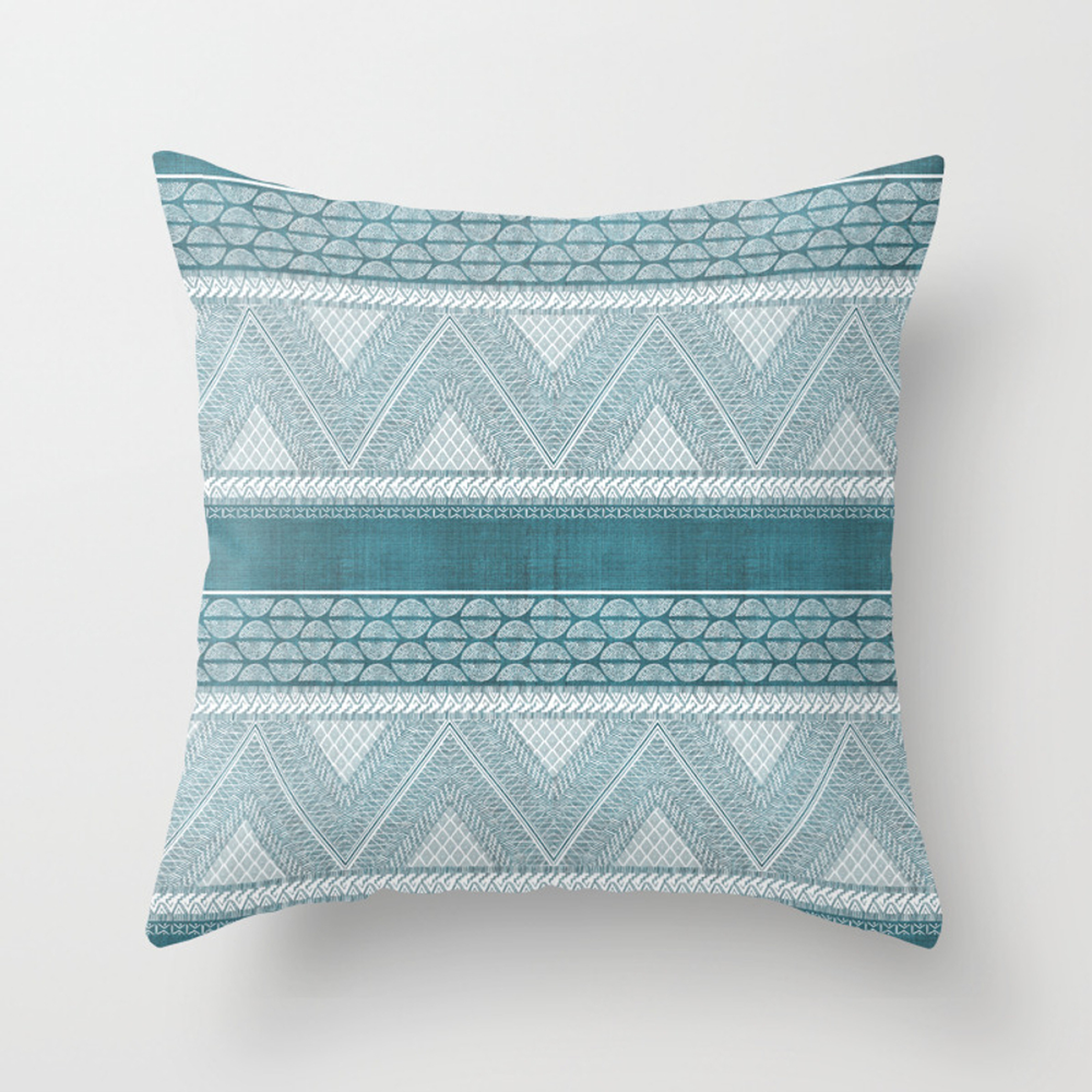 Dutch Wax Tribal Print In Teal Throw Pillow by House Of Haha - Cover (20" x 20") With Pillow Insert - Indoor Pillow - Society6
