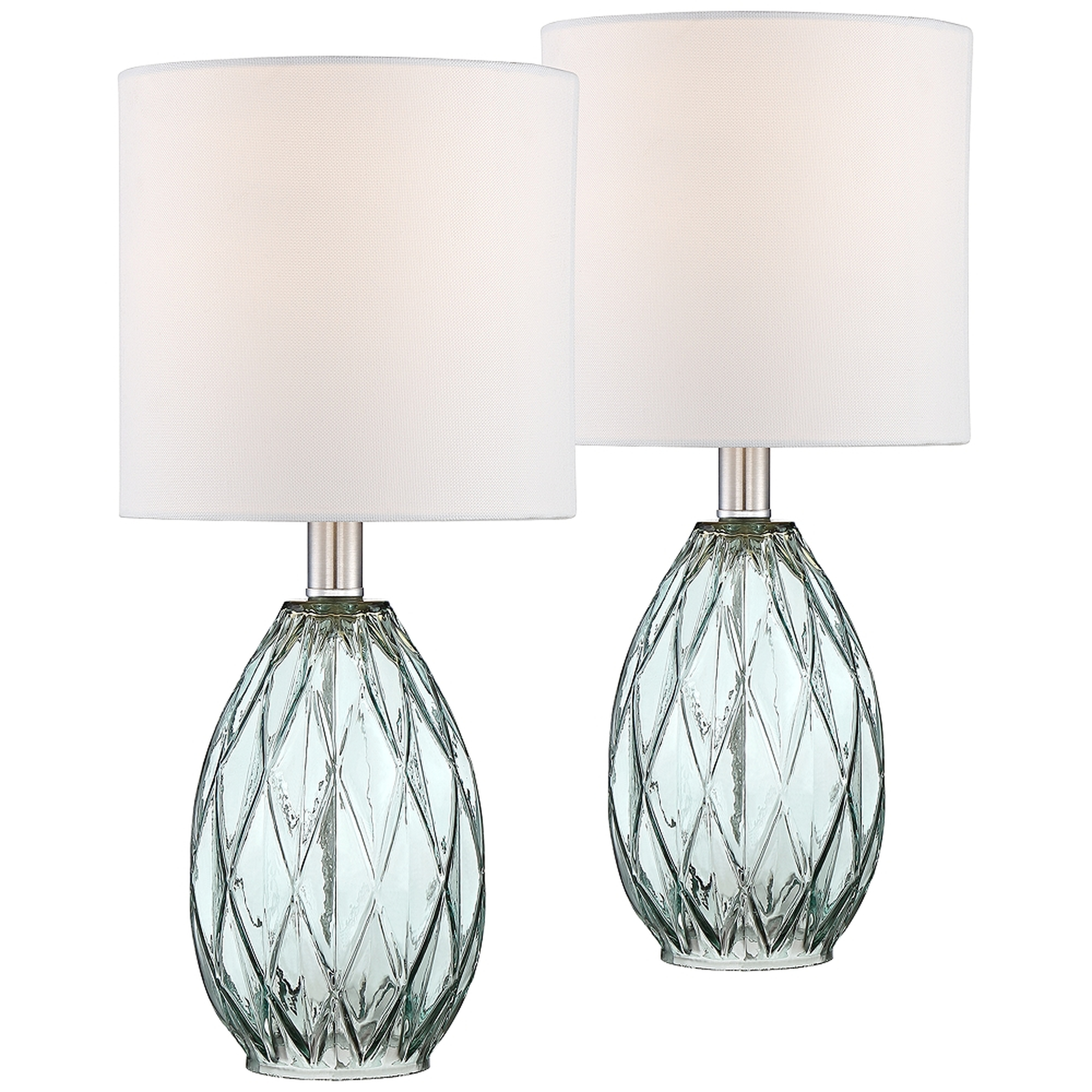 360 Lighting Rita 14 3/4" Blue-Green Glass Accent Table Lamps Set of 2 - Lamps Plus