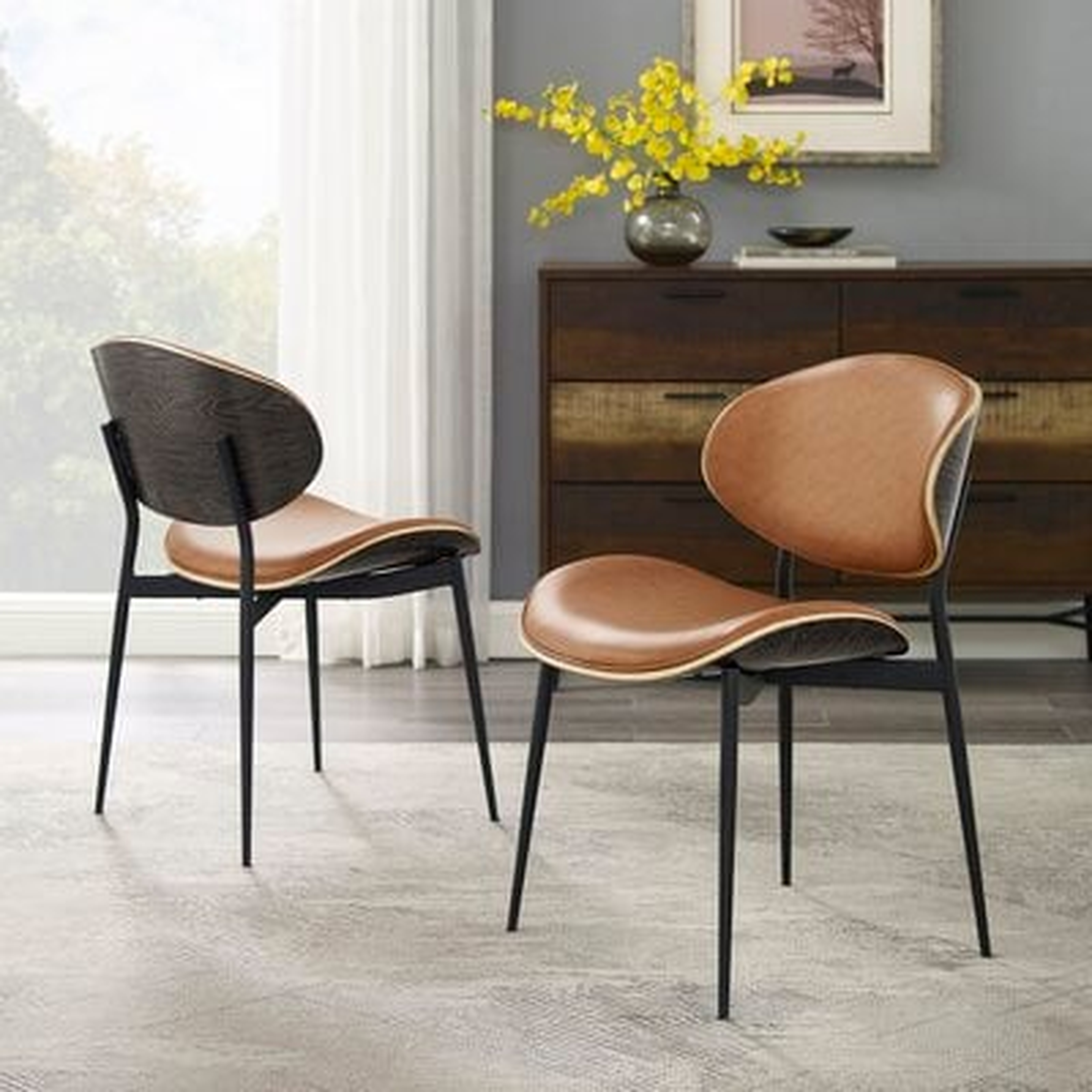 Faux Leather Accent Dining Chairs Set of 2 - Wayfair