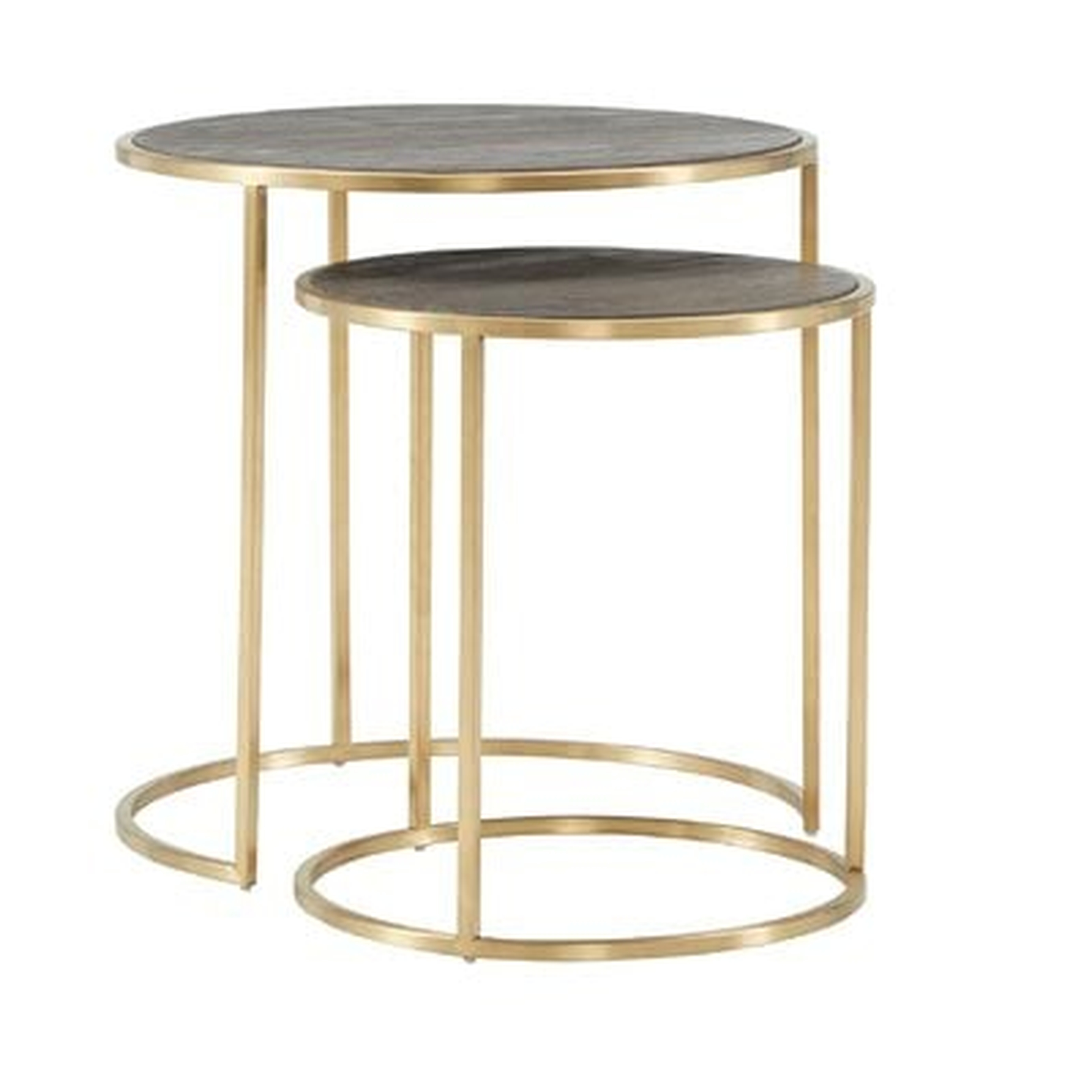 Dupont Antique Gold and Reclaimed Wood Nesting End Table - Wayfair