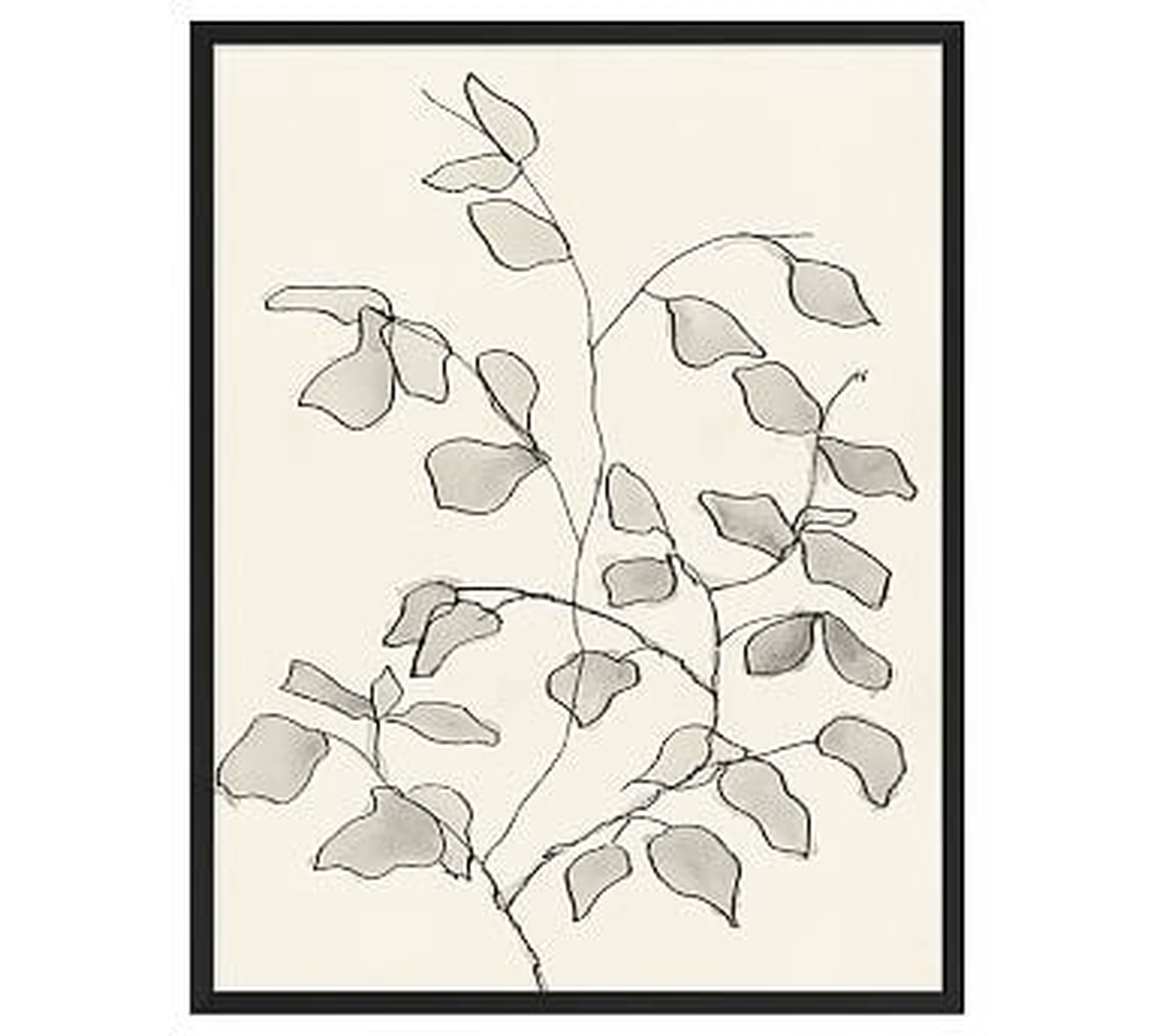 Charcoal Leaves Framed Print, 26" x 32" - Pottery Barn