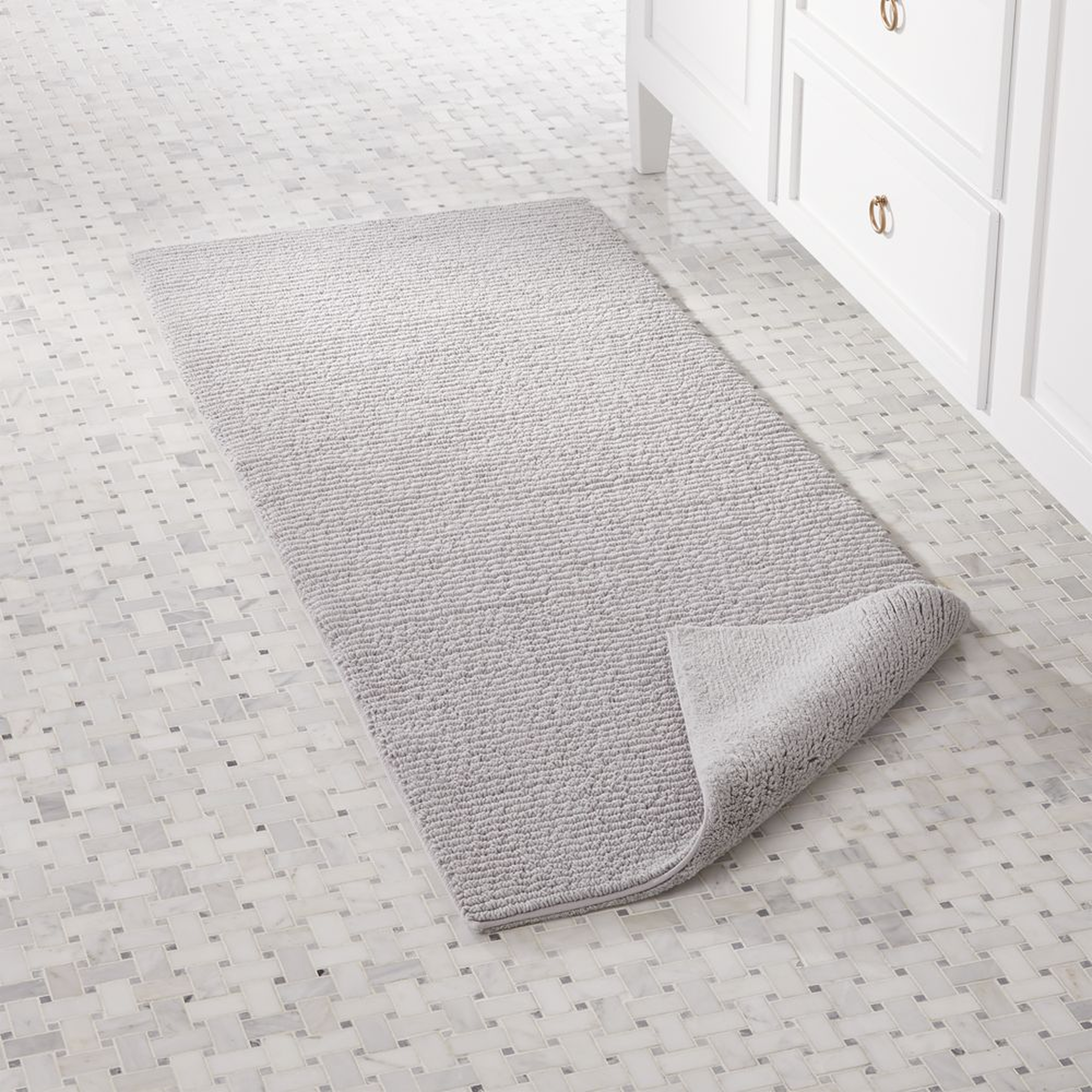 Rylan Cotton Ribbed Reversible Silver Bath Runner Rug 24"x60" - Crate and Barrel