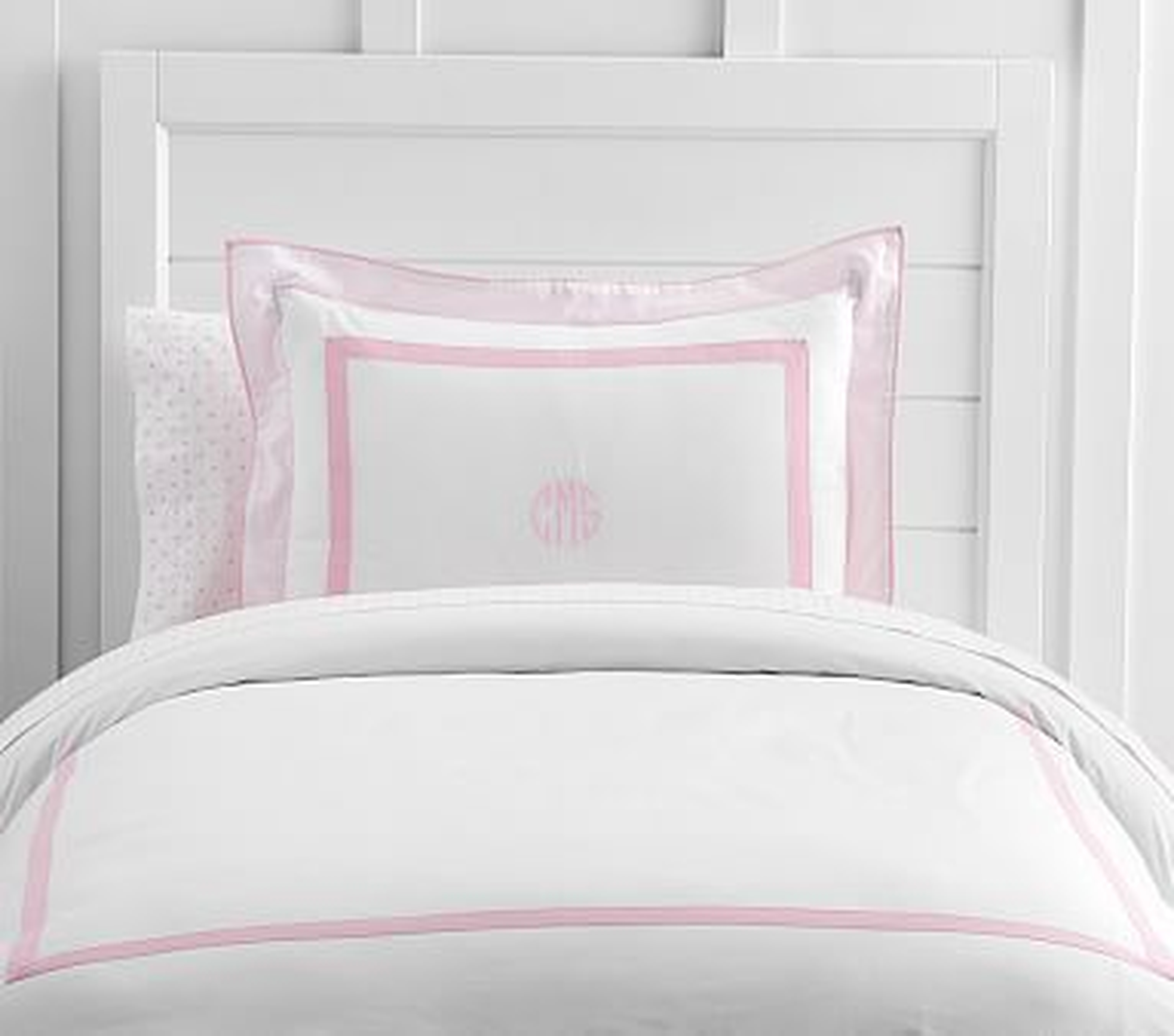 Decorator Solid Border Duvet Cover, Full-Queen, Pale Pink - Pottery Barn Kids