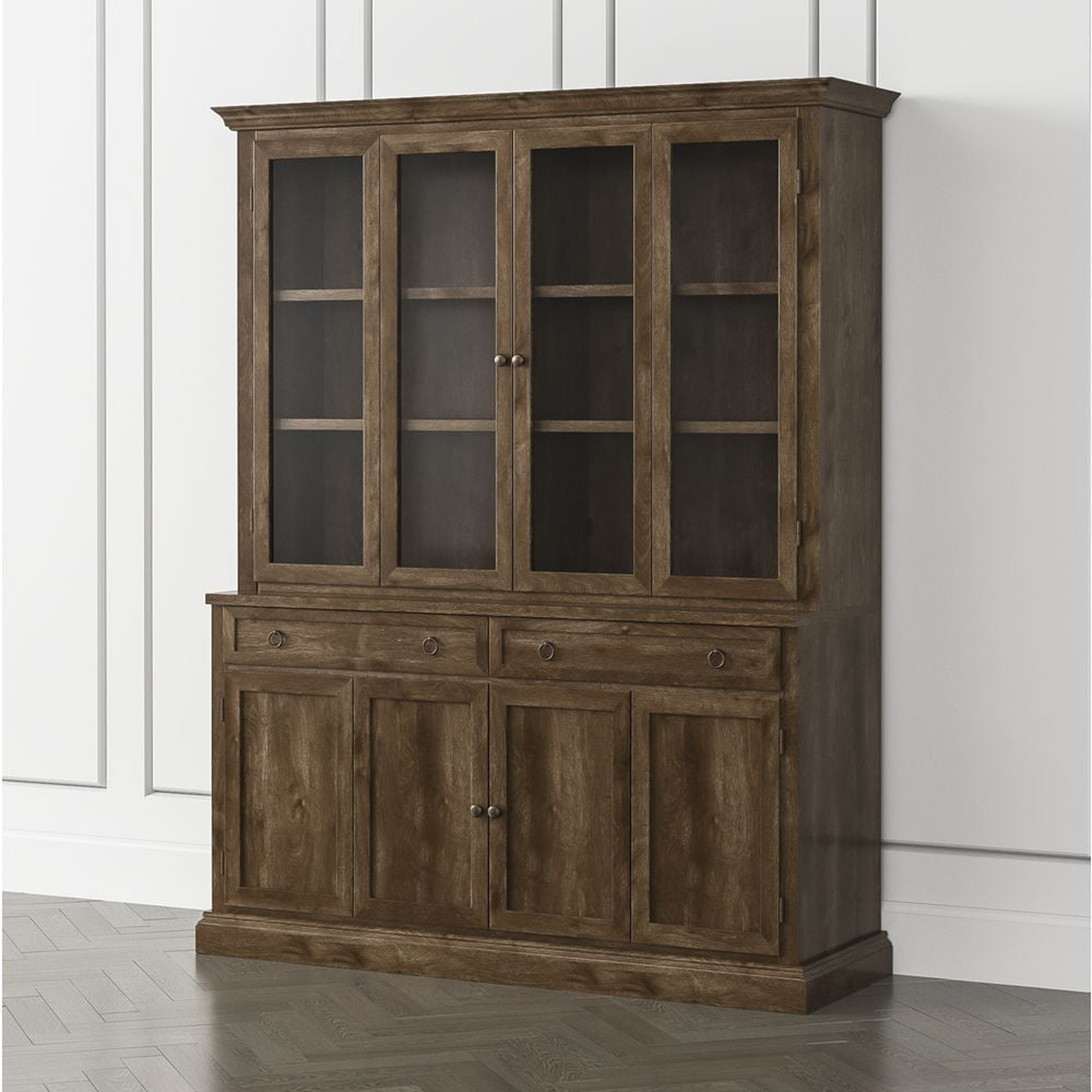Cameo Nero Noce 2-Piece Entertainment Center with Wood and Glass Doors - Crate and Barrel