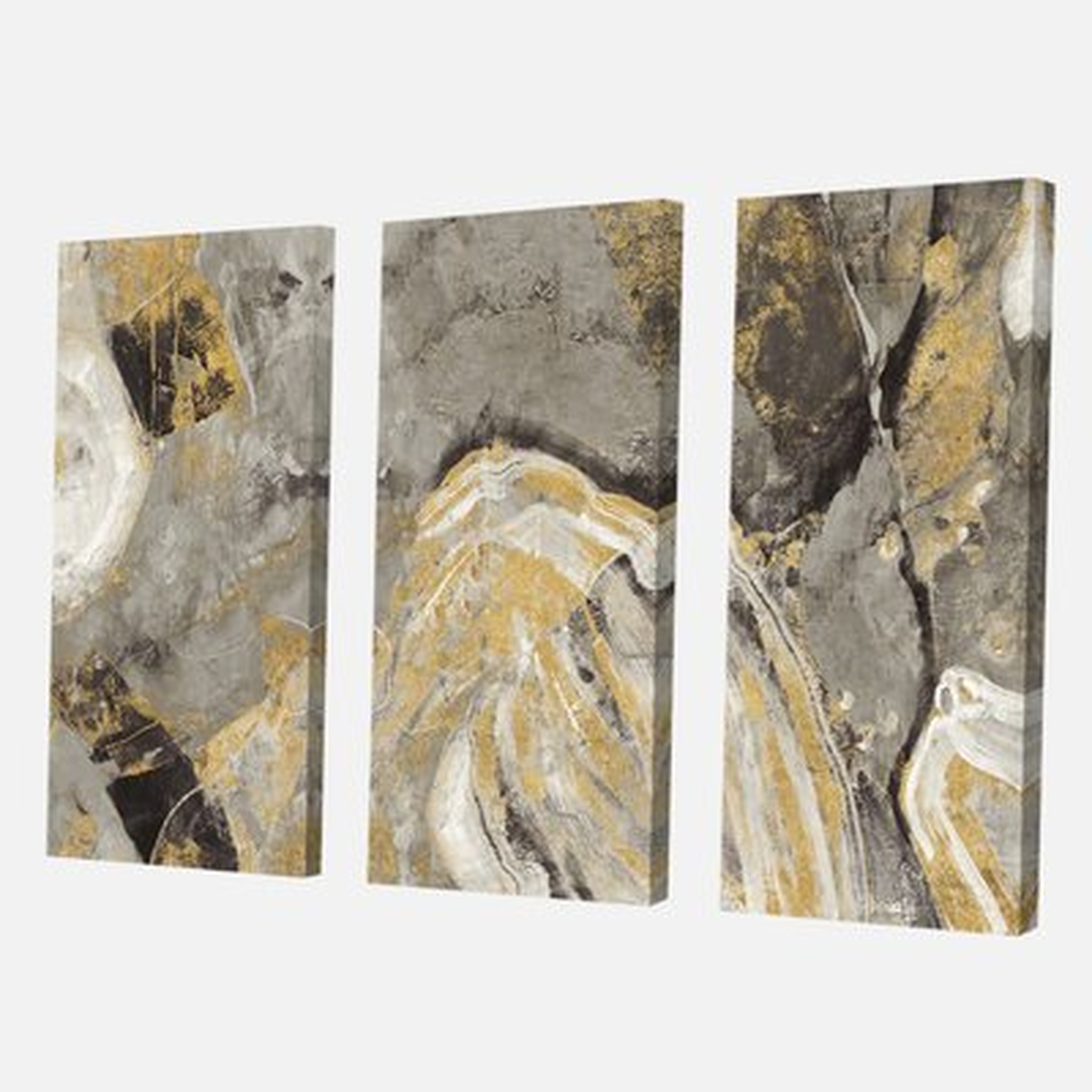 Cabin & Lodge 'Painted Gold Stone' Painting Multi-Piece Image on Canvas - Wayfair