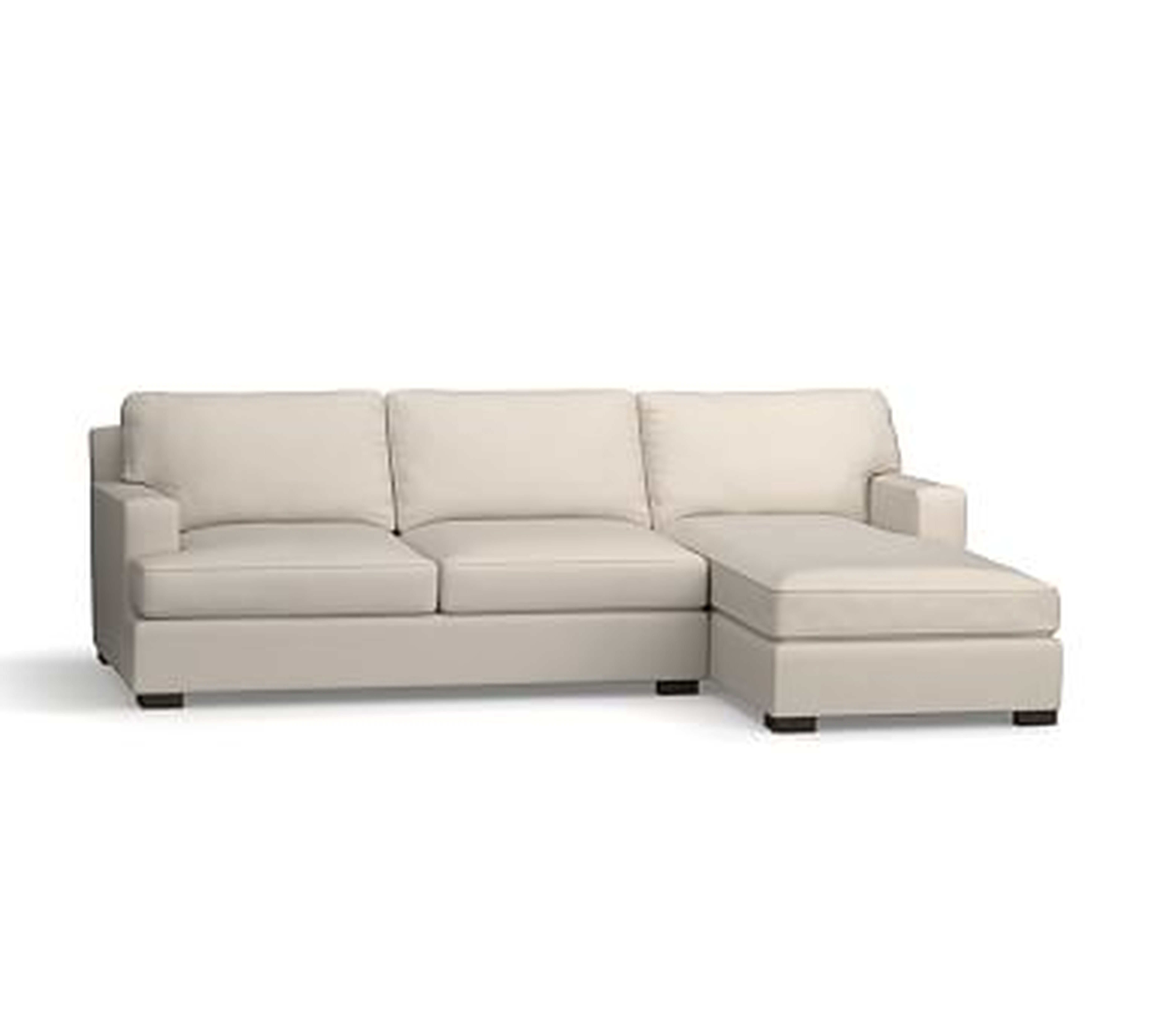 Townsend Square Arm Upholstered Left Arm Sofa with Chaise Sectional, Polyester Wrapped Cushions, Performance Everydaysuede(TM) Stone - Pottery Barn