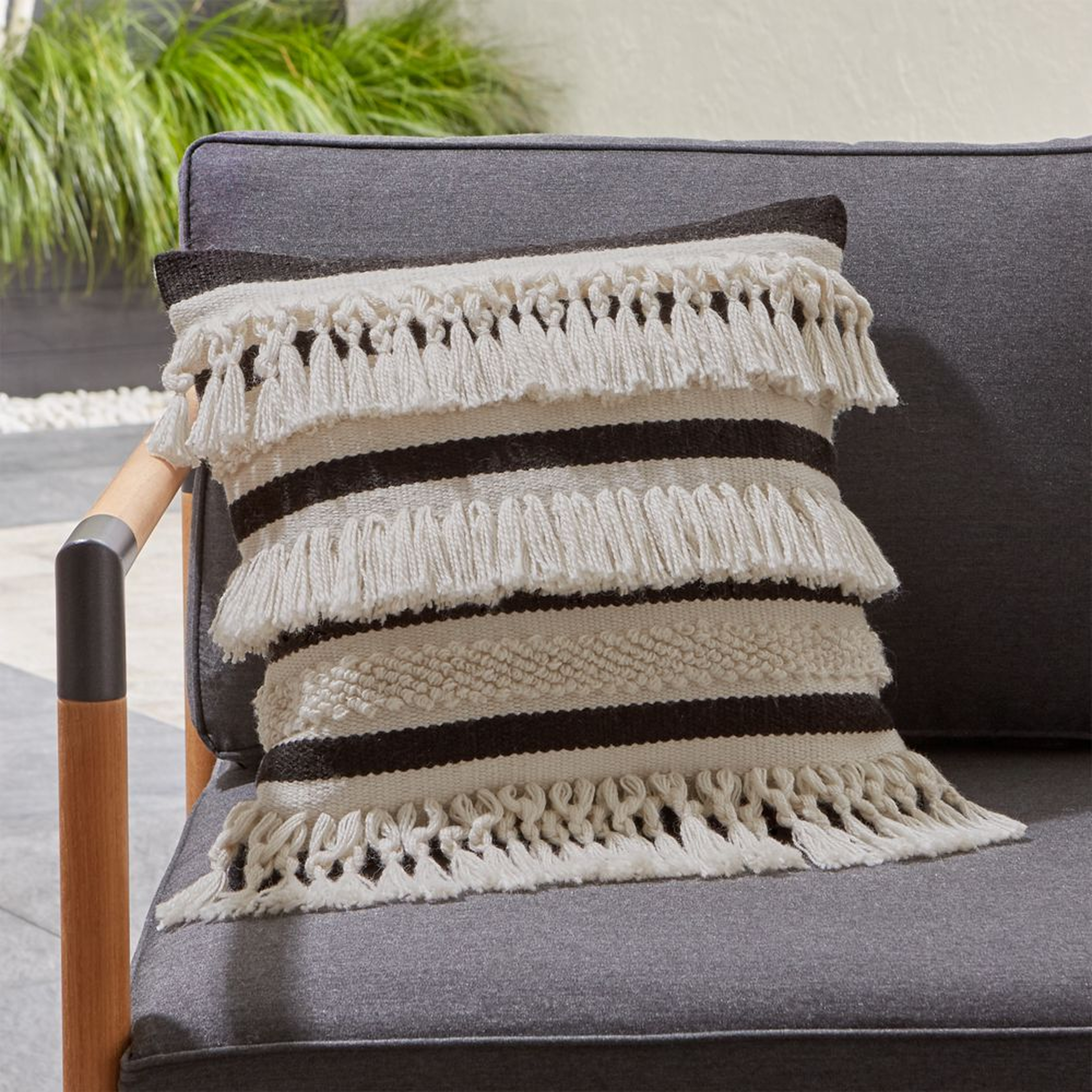 Mohave Fringe Outdoor Pillow - Crate and Barrel