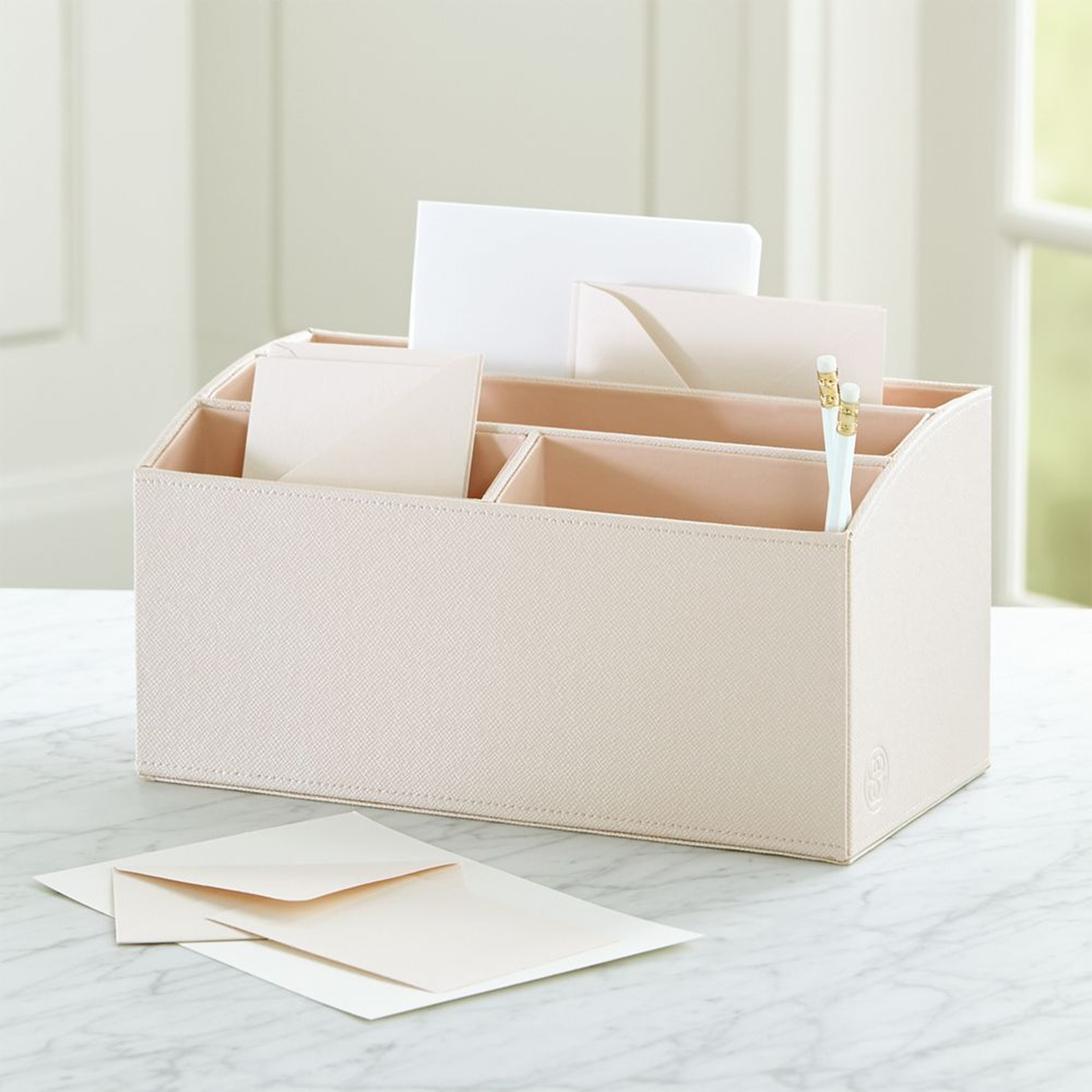 Agency Blush/Pale Pink Desk Organizer - Crate and Barrel