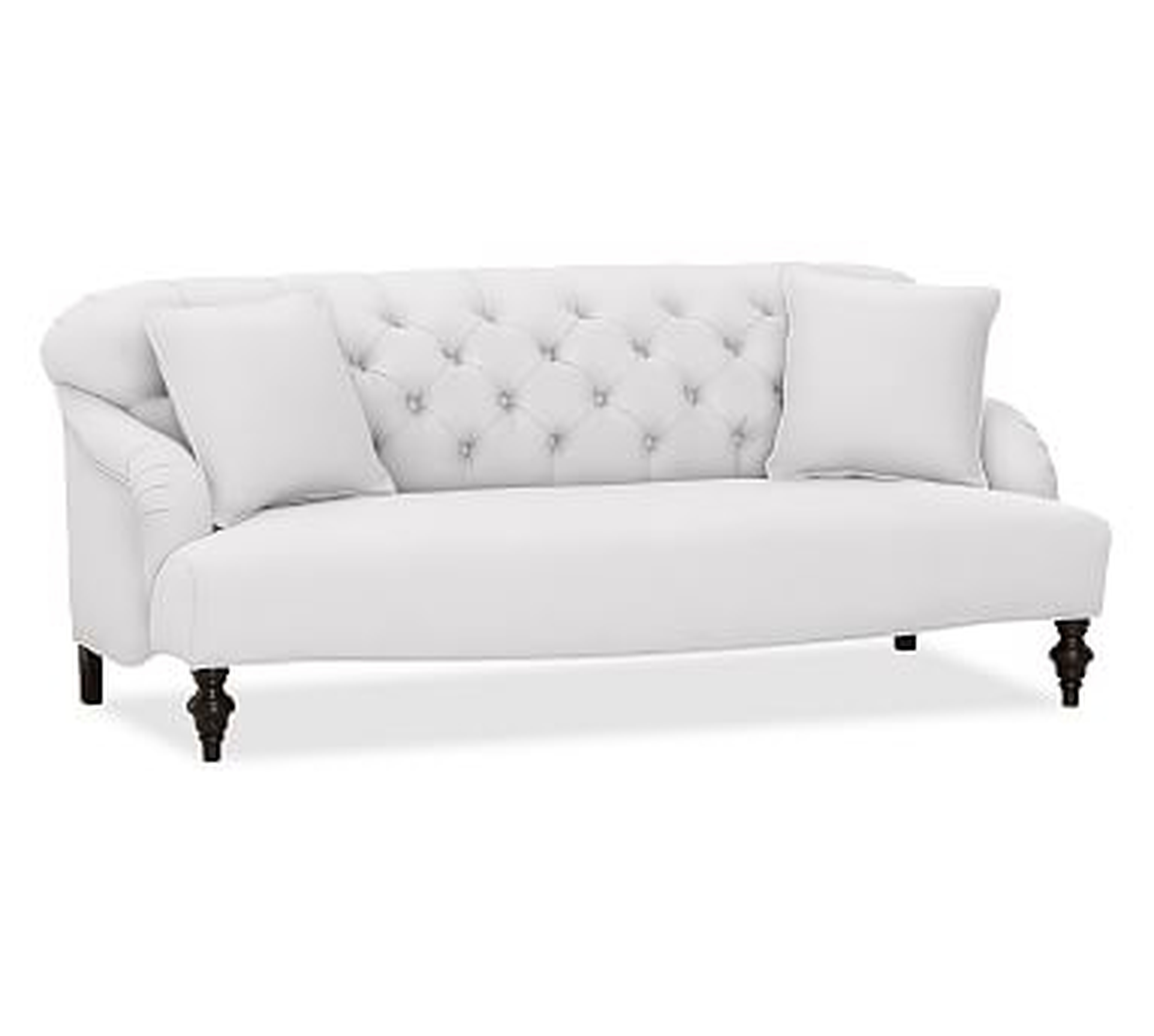 Clara Upholstered Apartment Sofa 75", Polyester Wrapped Cushions, Twill White - Pottery Barn