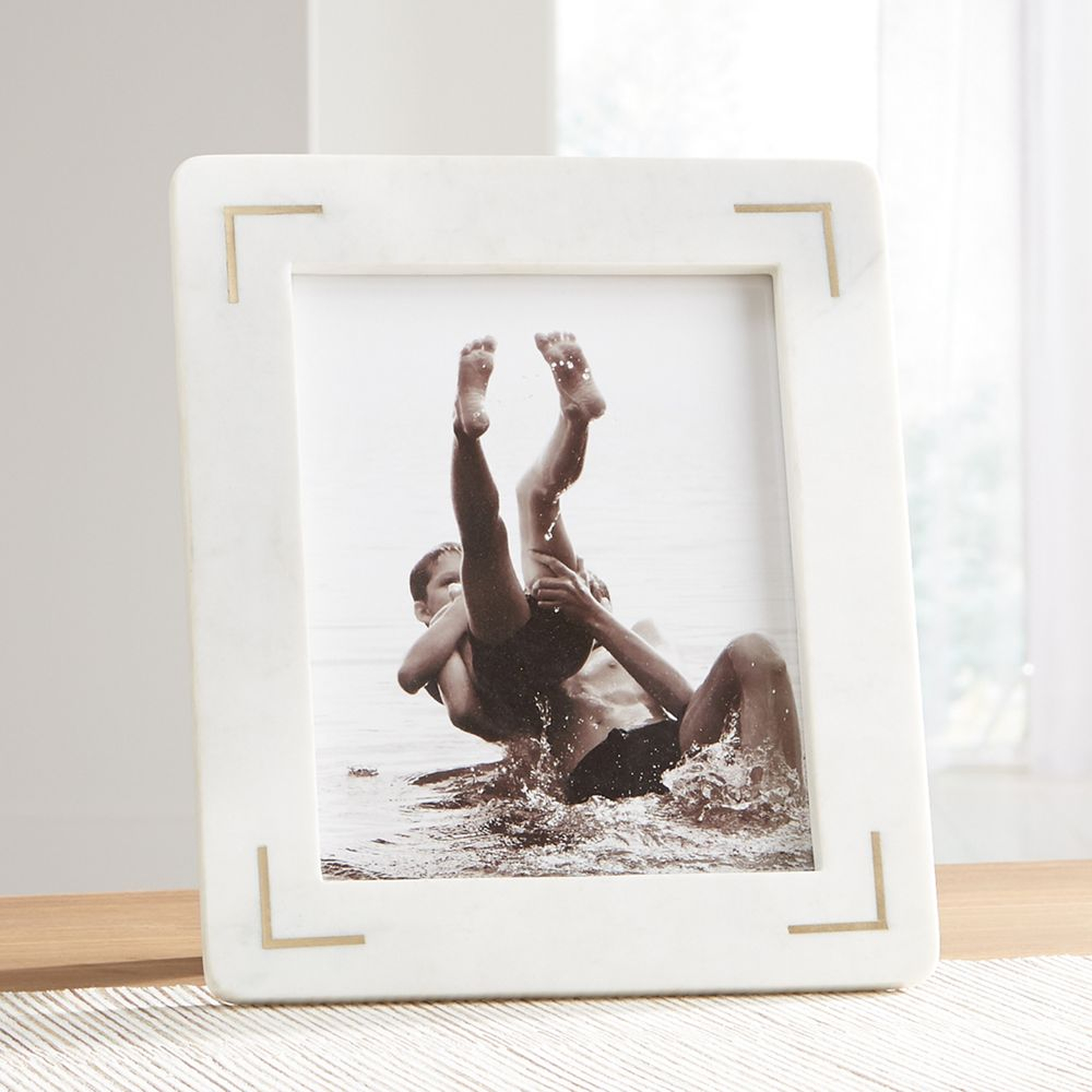 8"x10" White Marble Picture Frame - Crate and Barrel