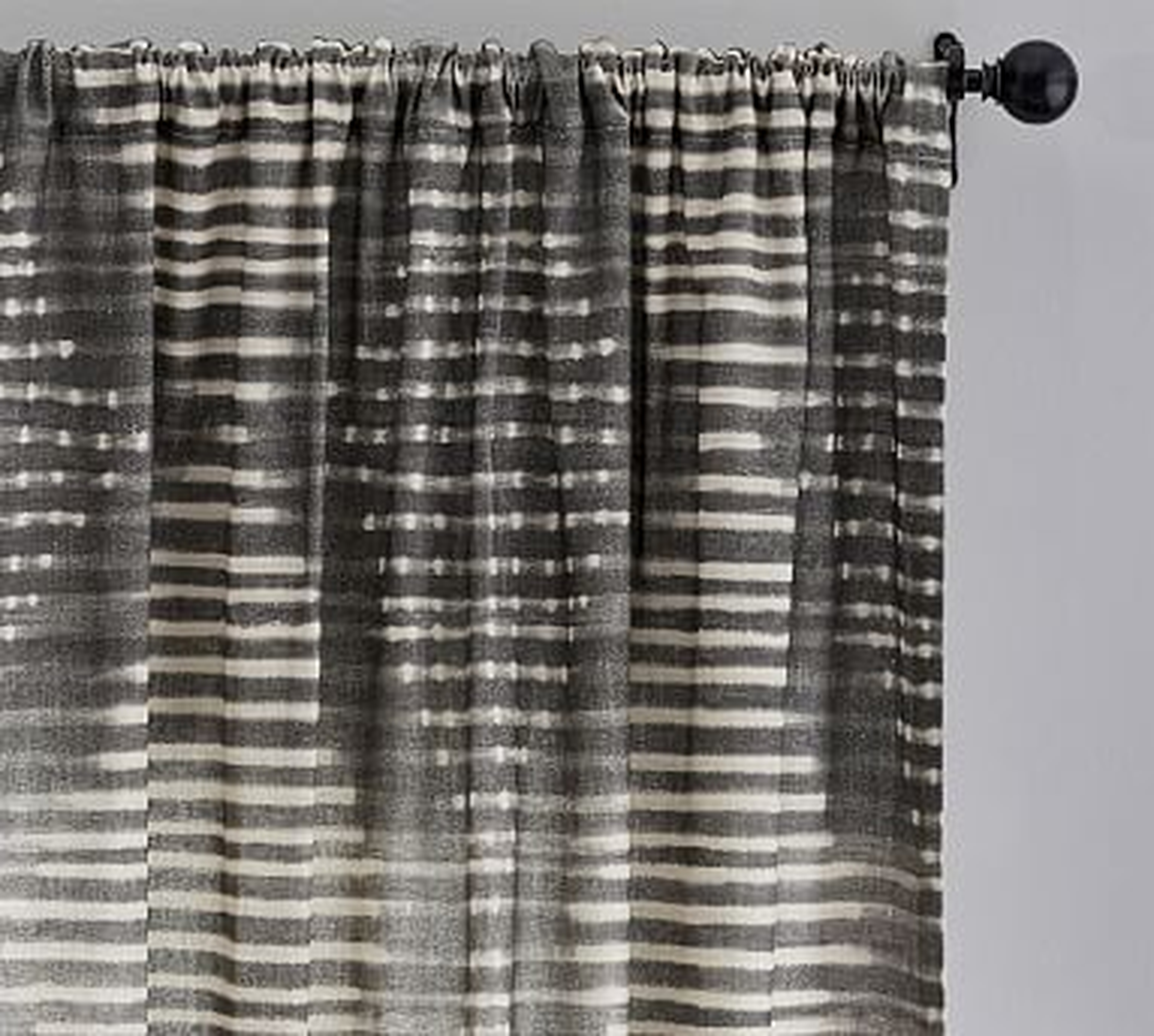 Shibori Diamond Linen/Cotton Rod Pocket Blackout Curtain, Gray, 96 x 50" - Pottery Barn