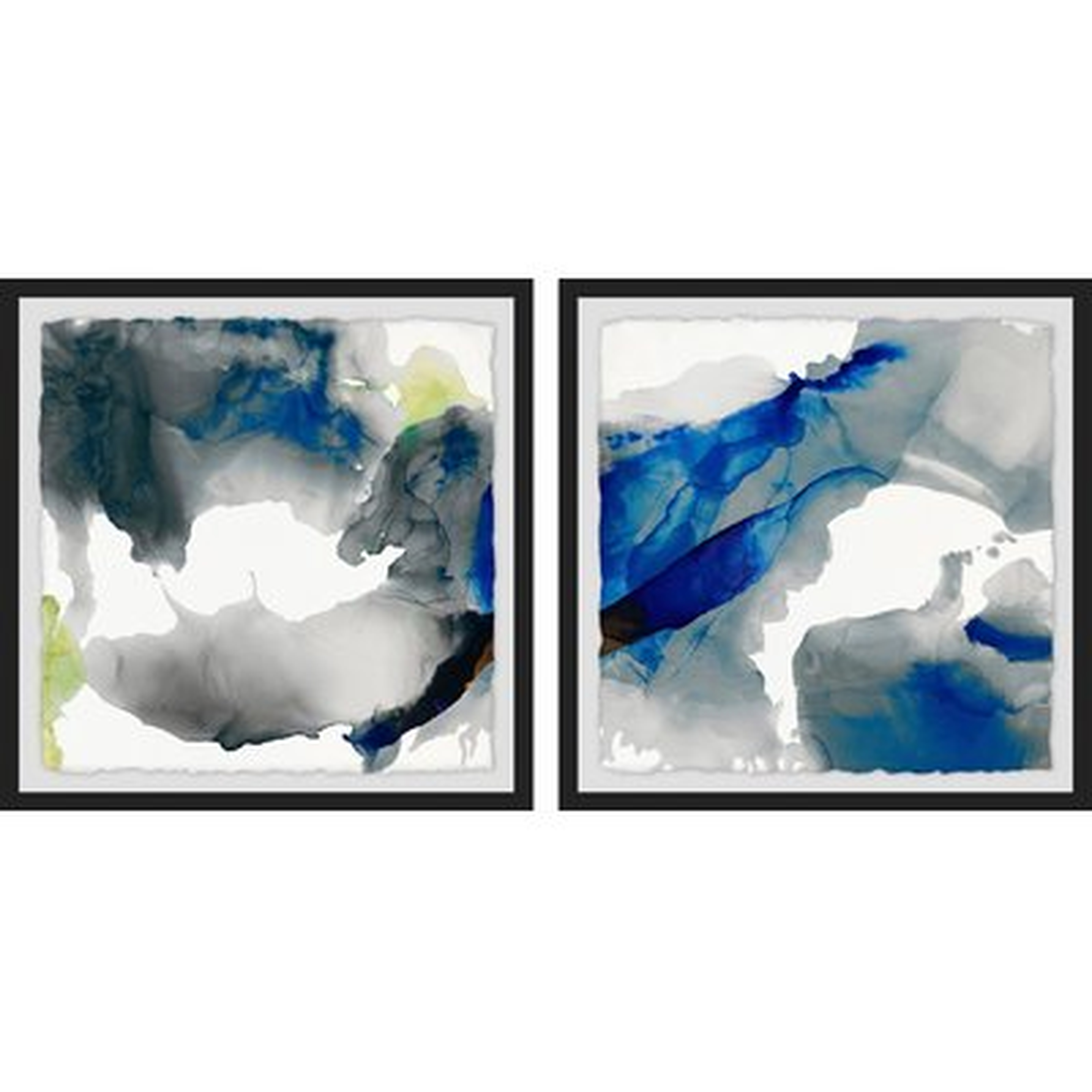 'Colored Clouds Diptych' 2 Piece Framed Watercolor Painting Print Set - Wayfair