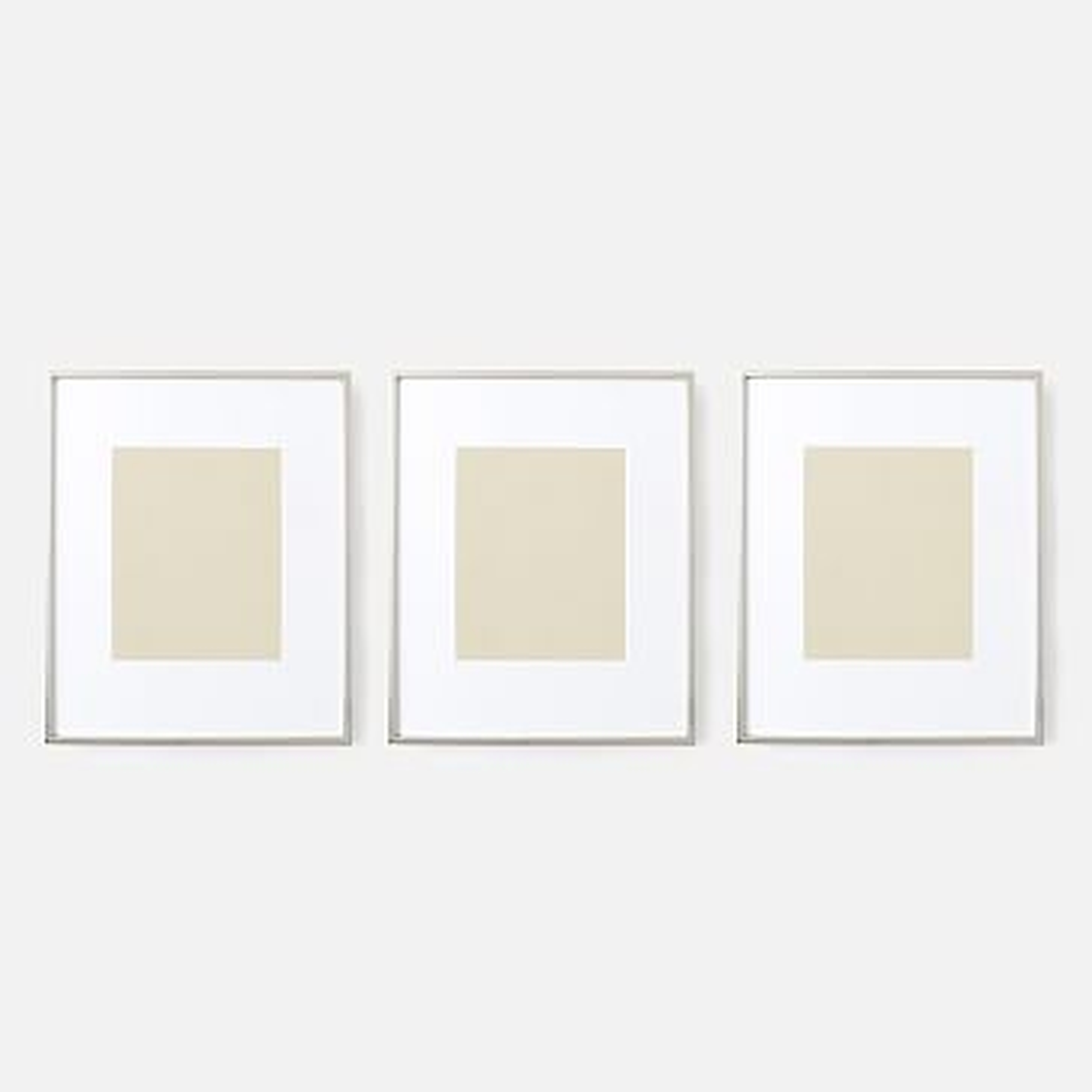 Gallery Frame, Polished Nickel, Set of 3, 8" x 10" (13" x 16" without mat) - West Elm