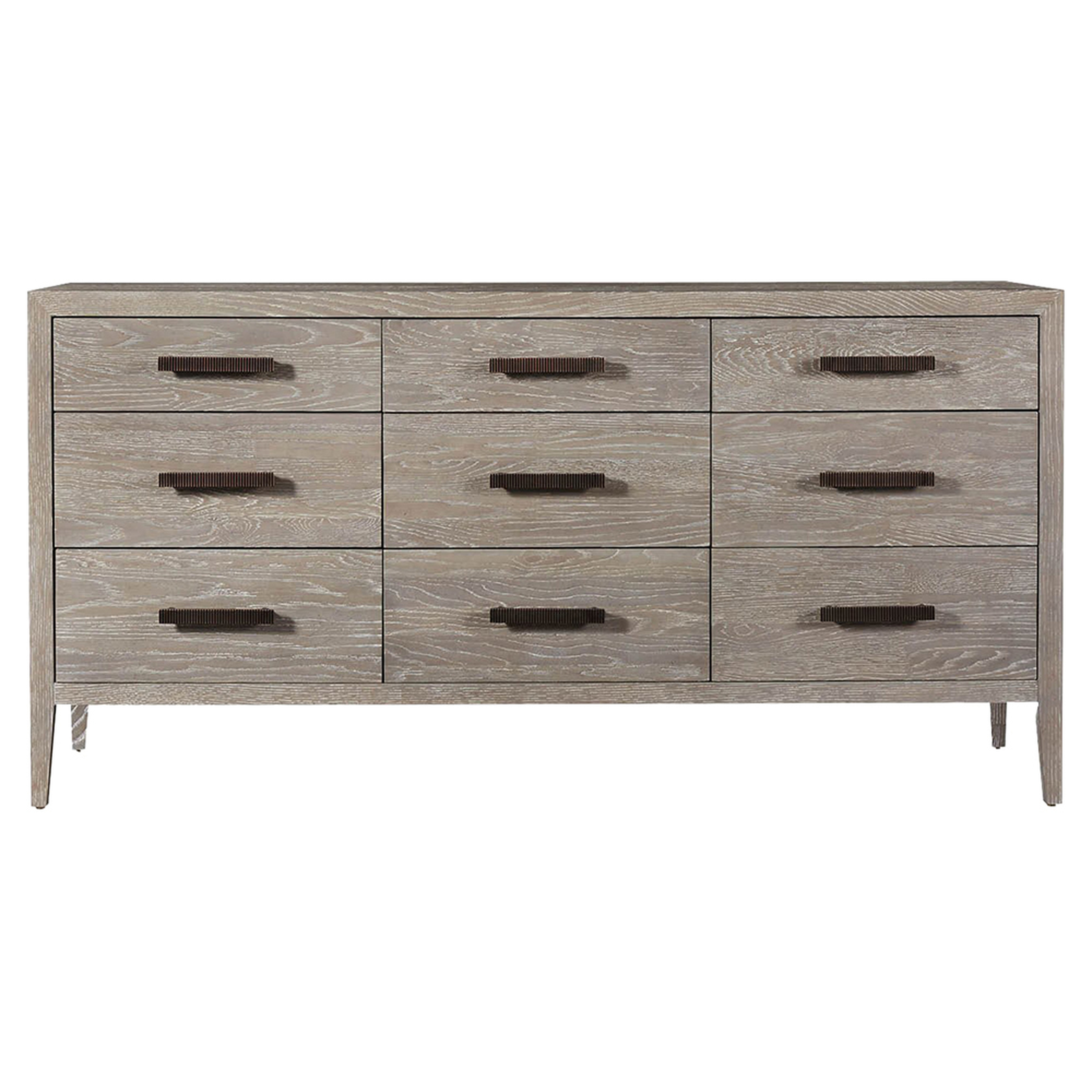 Nilson Modern Classic Grey Wood 9 Drawers Dresser - Kathy Kuo Home