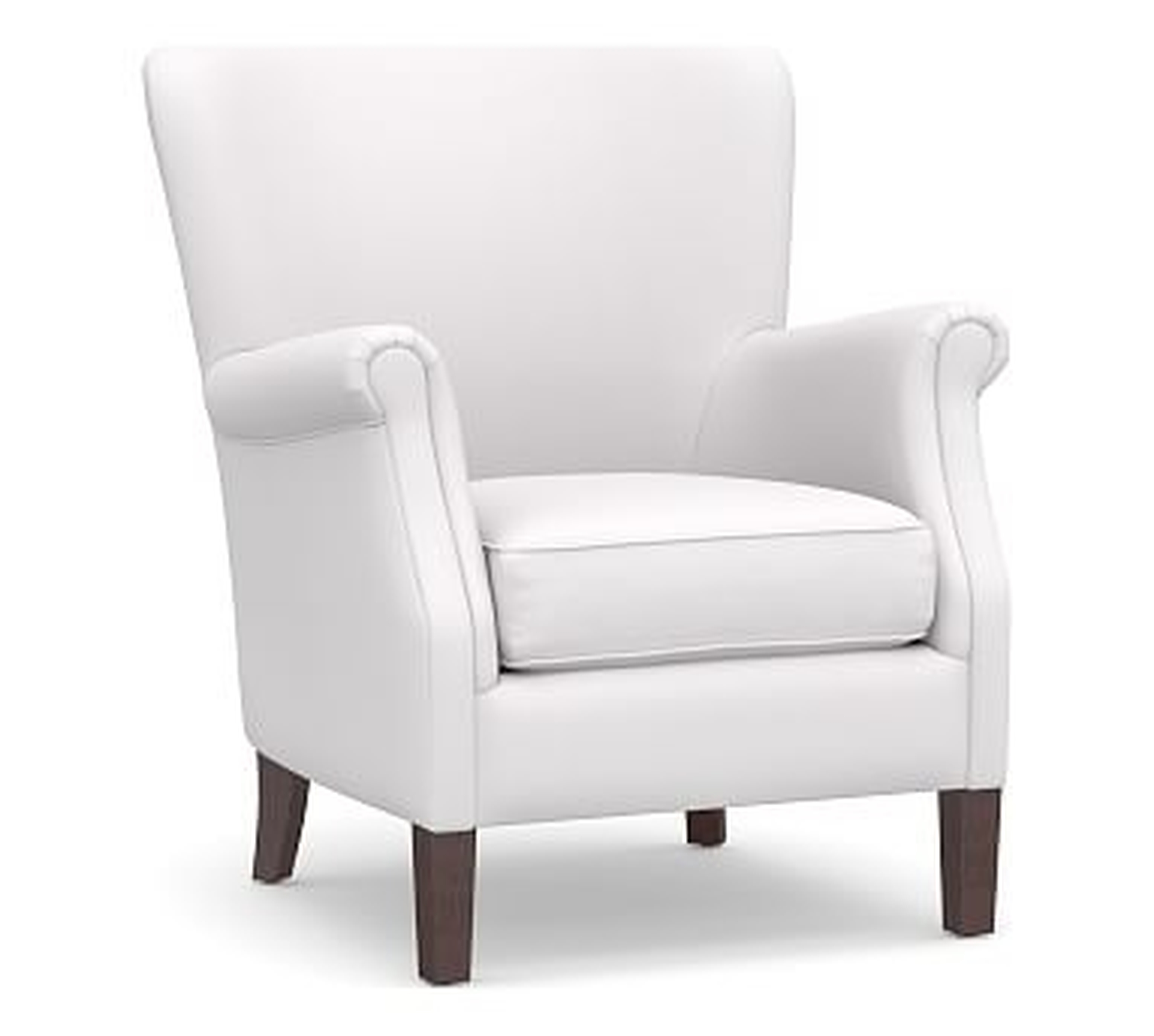 SoMa Minna Upholstered Armchair, Polyester Wrapped Cushions, Twill White - Pottery Barn