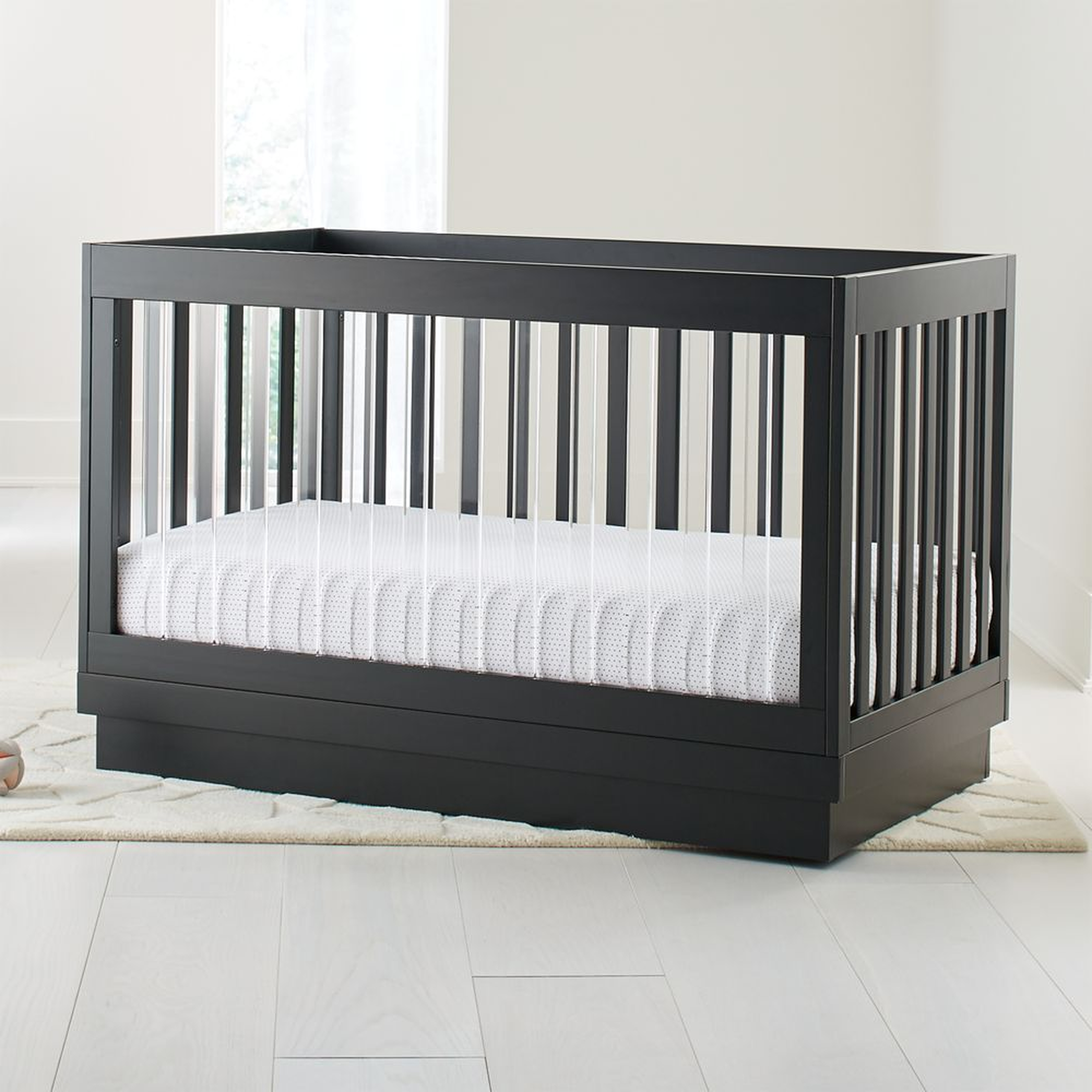 Babyletto Harlow Acrylic and Black 3-in-1 Convertible Crib - Crate and Barrel
