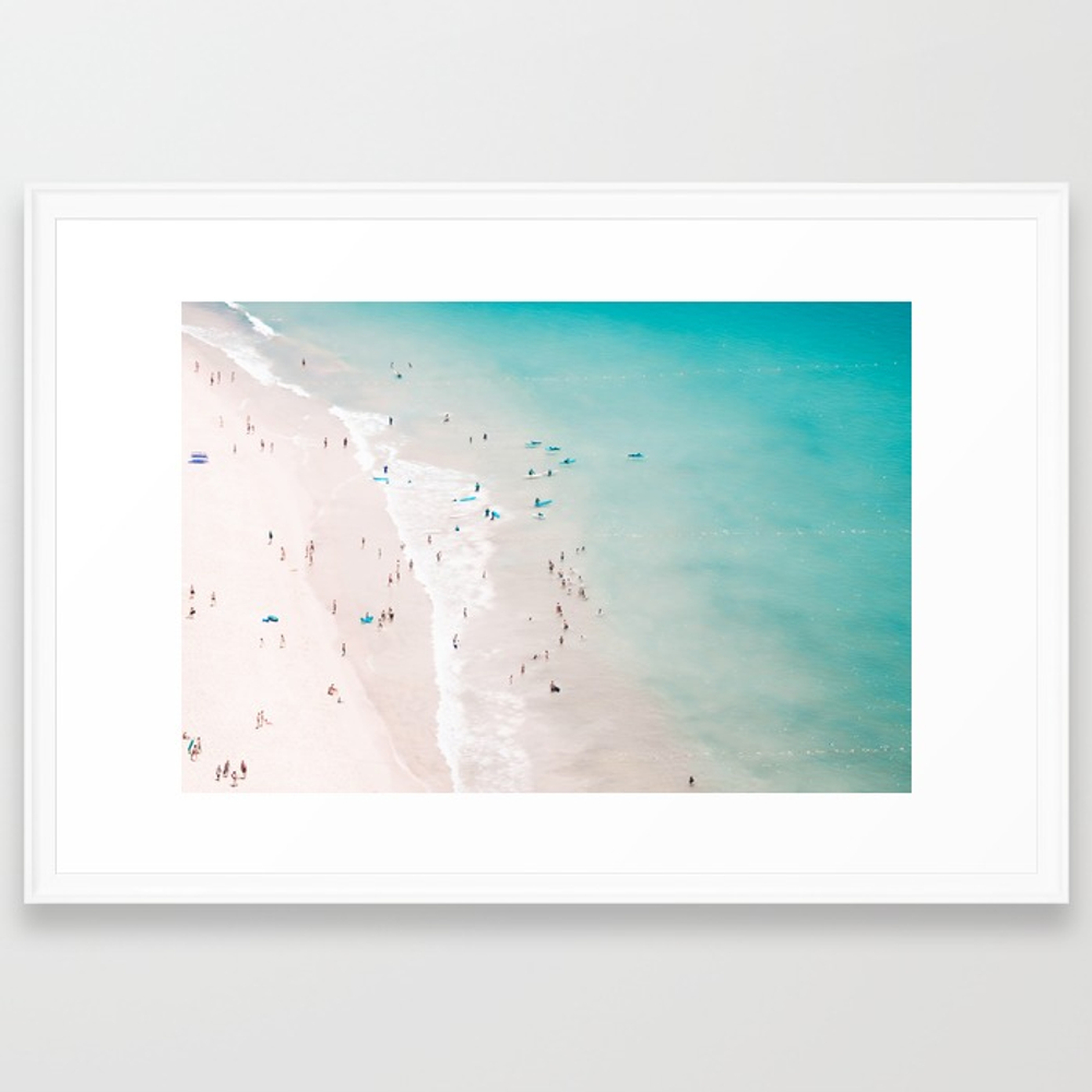 Beach - Summer Love Ii - Aerial Beach And Ocean Photography By Ingrid Beddoes Framed Art Print by Ingrid Beddoes Photography - Scoop White - Large 24" x 36"-26x38 - Society6