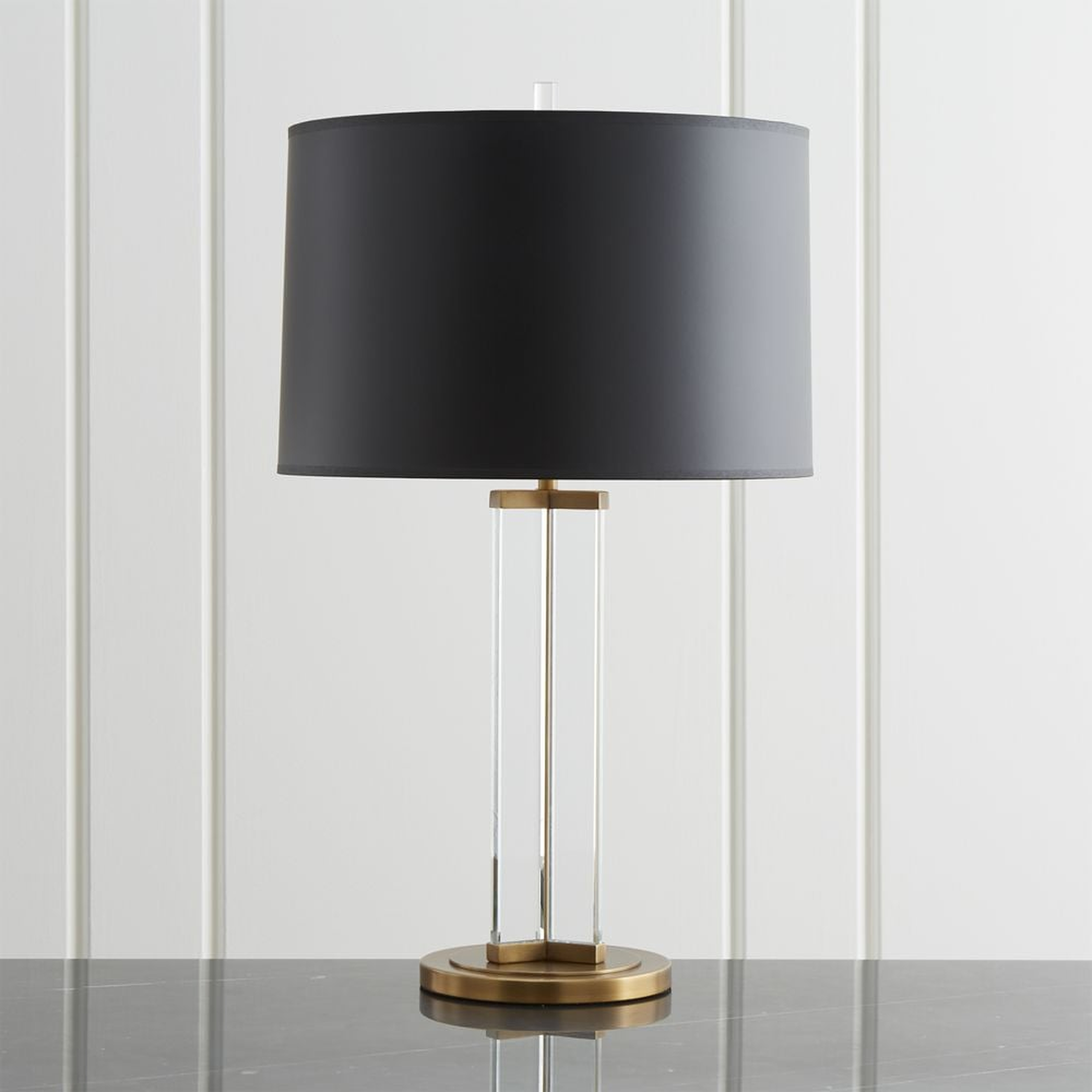 Gleam Crystal/Brass Black Shade Table Lamp - Crate and Barrel