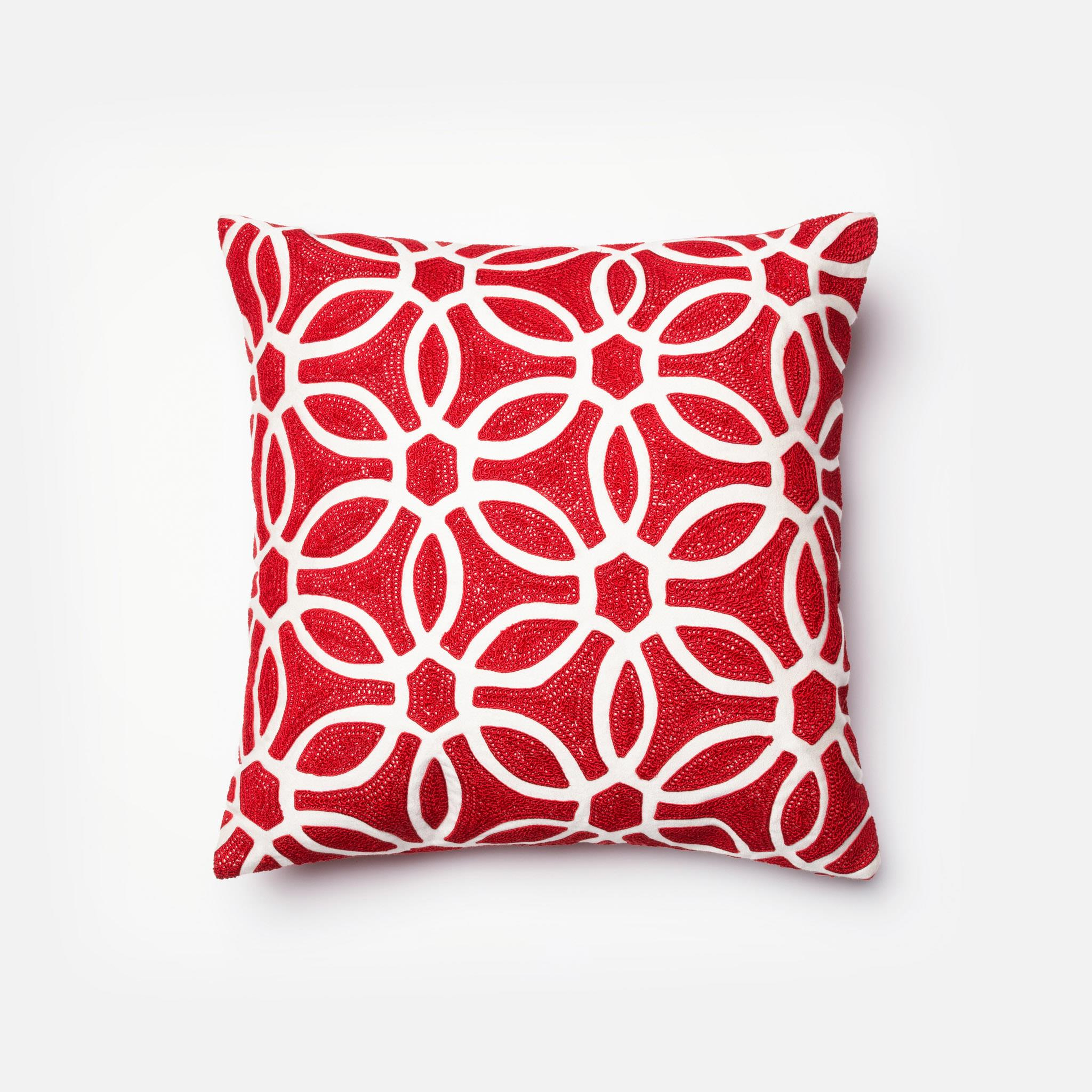 PILLOWS - RED / WHITE - 18" X 18" Cover w/Down - Loloi II