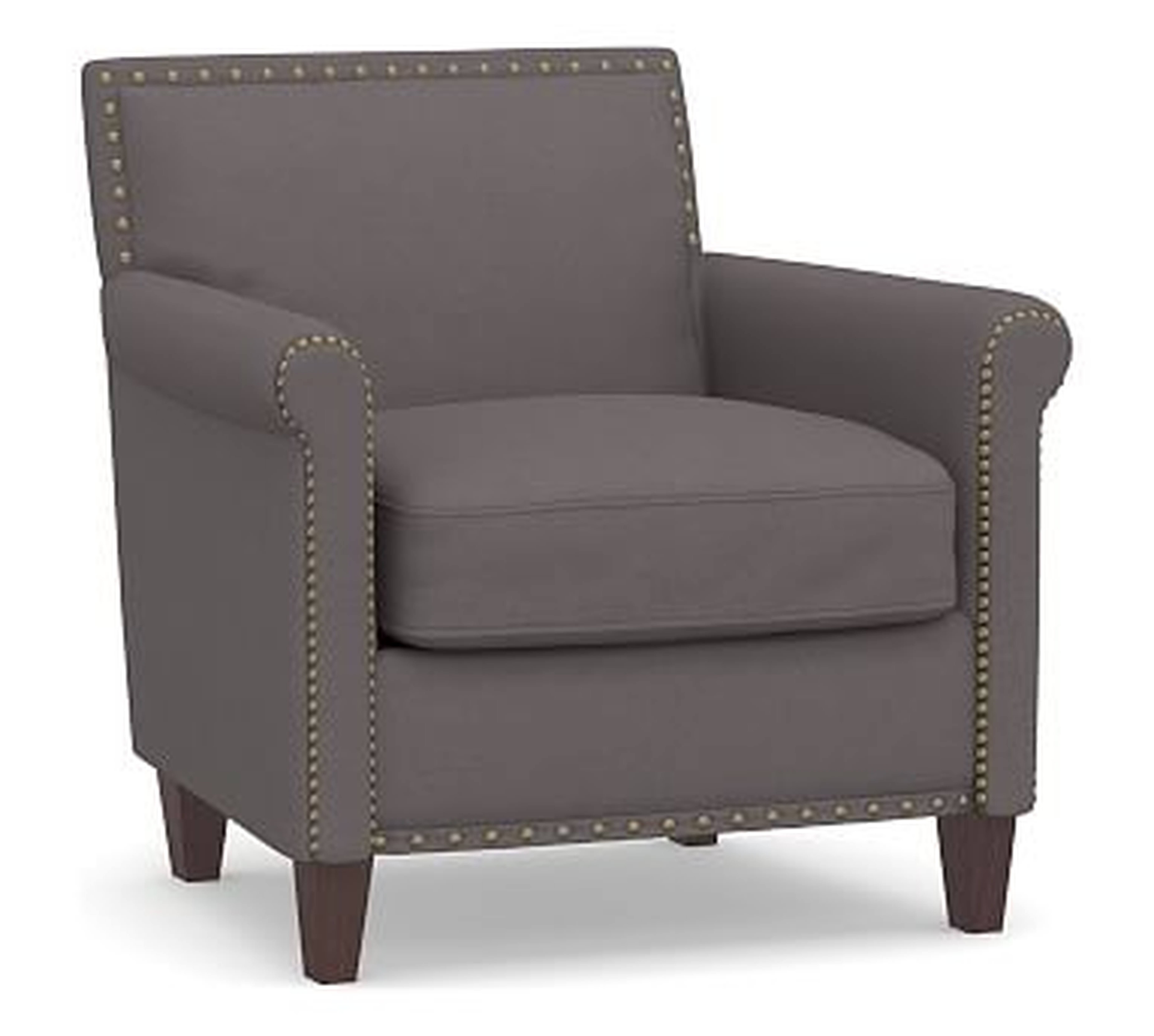 SoMa Roscoe Upholstered Tufted Armchair, Polyester Wrapped Cushions, Washed Canvas Graphite - Pottery Barn